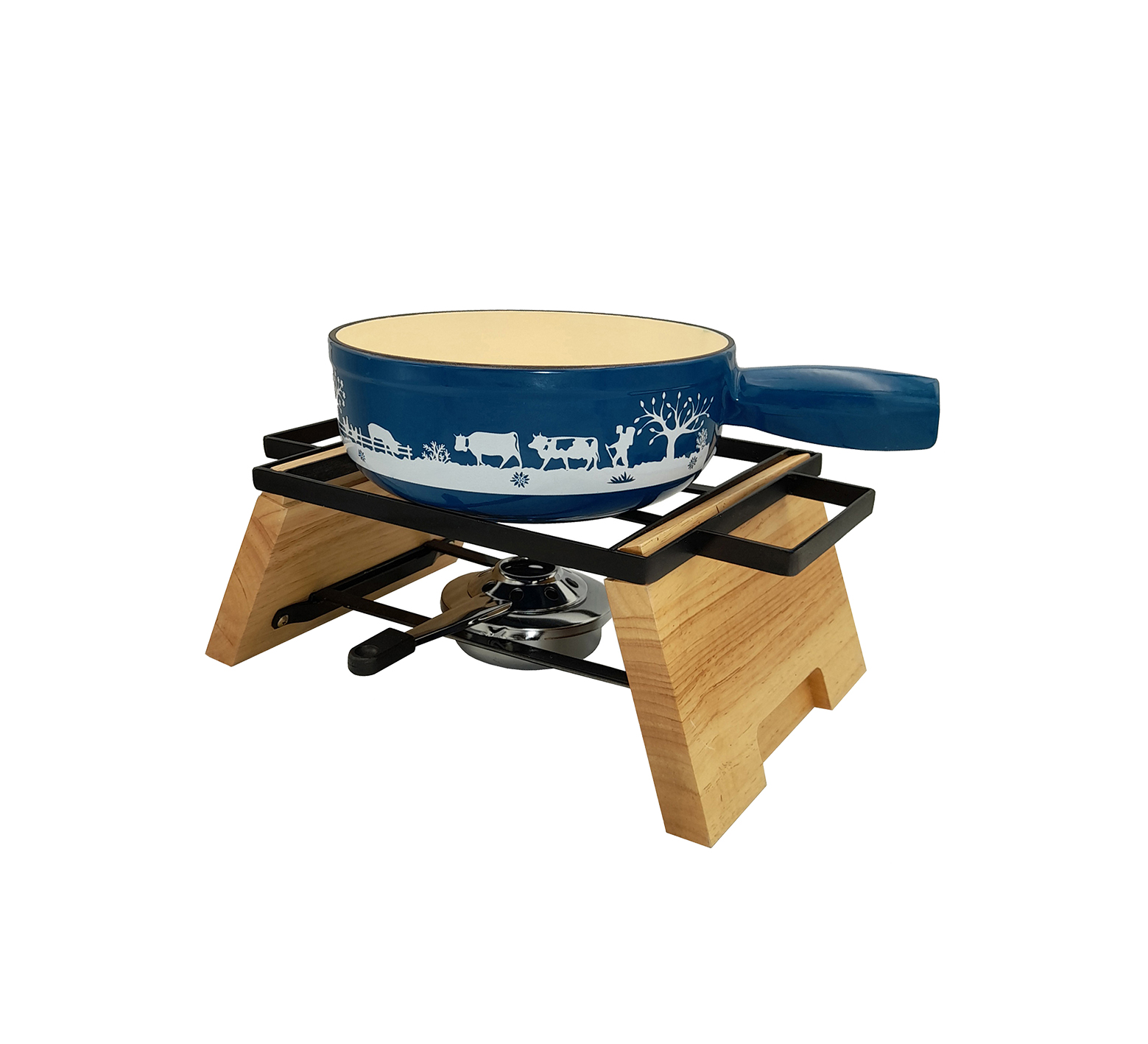 9 PCS CAST IRON FONDUE SET