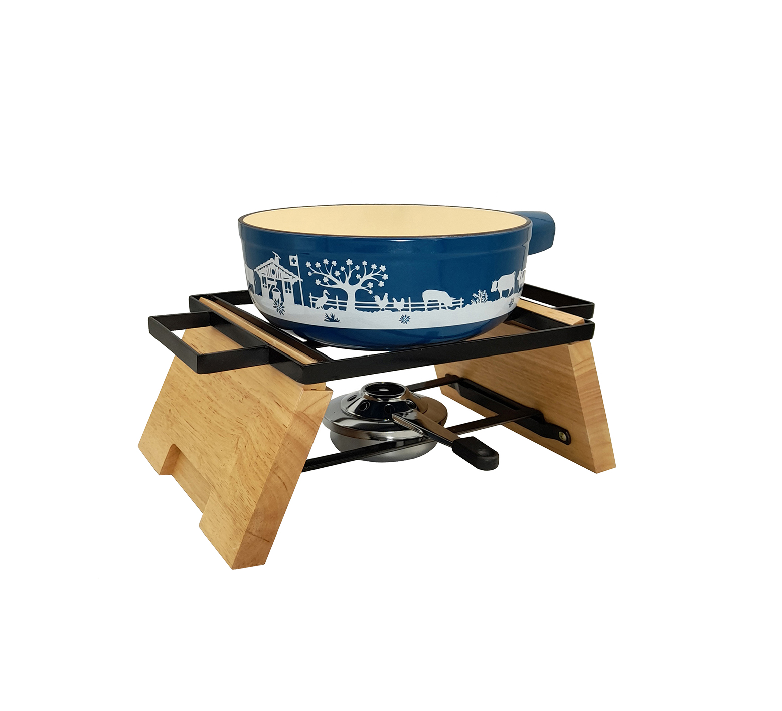 9 PCS CAST IRON FONDUE SET