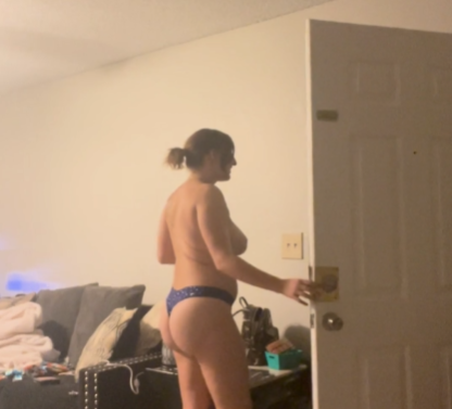 1min Answering delivery in thong and pasties