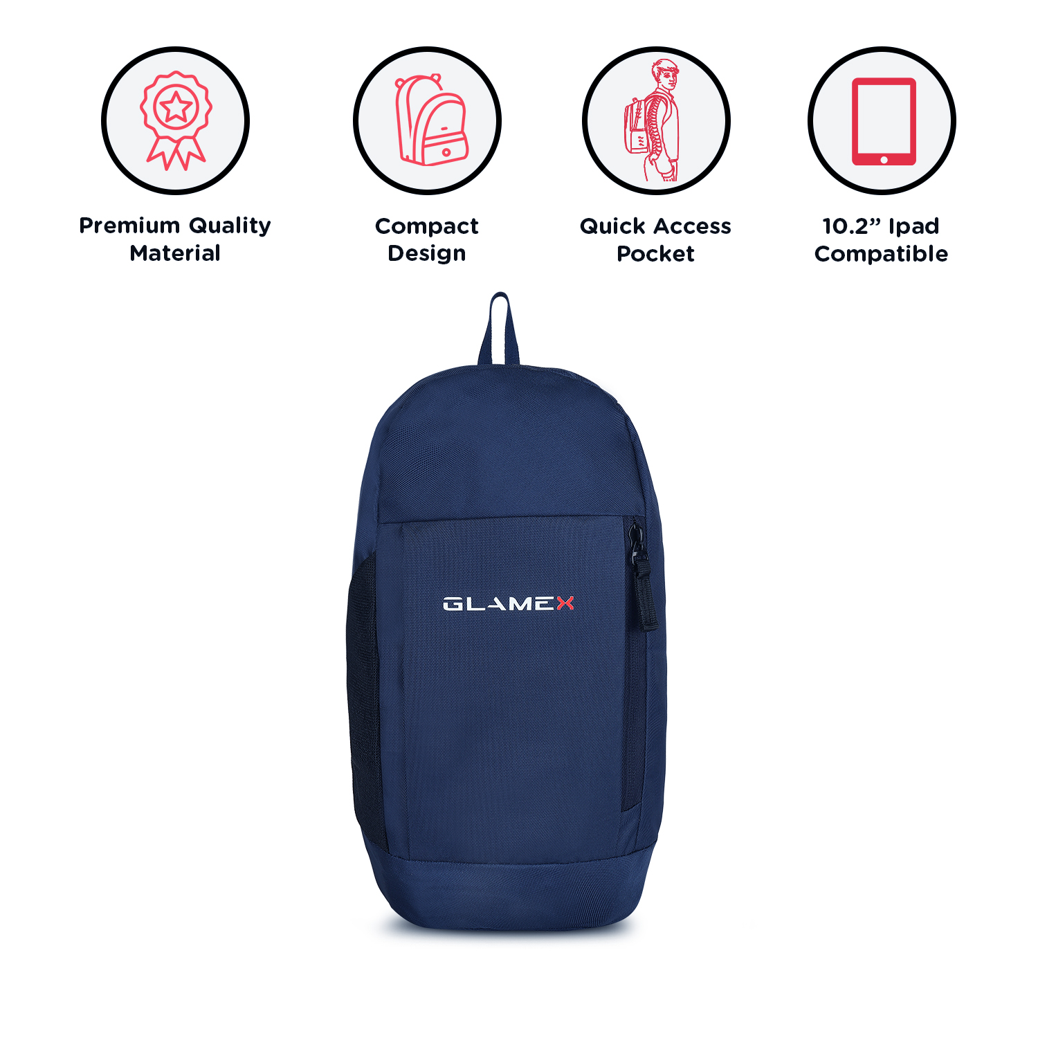 Glamex Pikpak 12L Mini Hiking Backpack for Outdoor Use (Navy Blue)