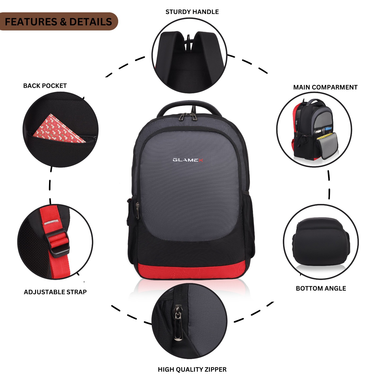 Glamex Realme Black Laptop Backpack with Antitheft Pocket - 32L Capacity