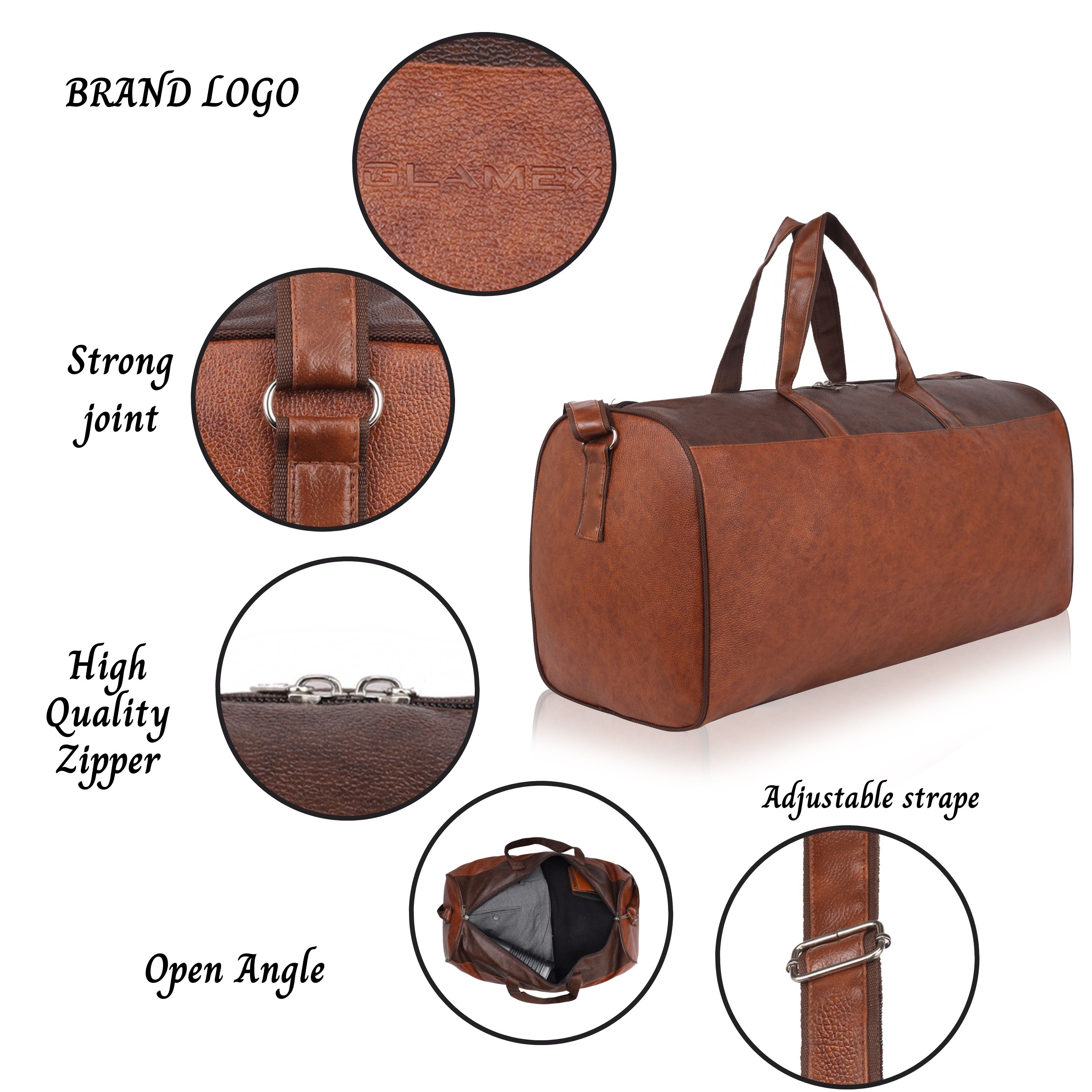 Glamex Premium Synthetic Leather Duffle Bag - Stylish and Durable Travel Essential