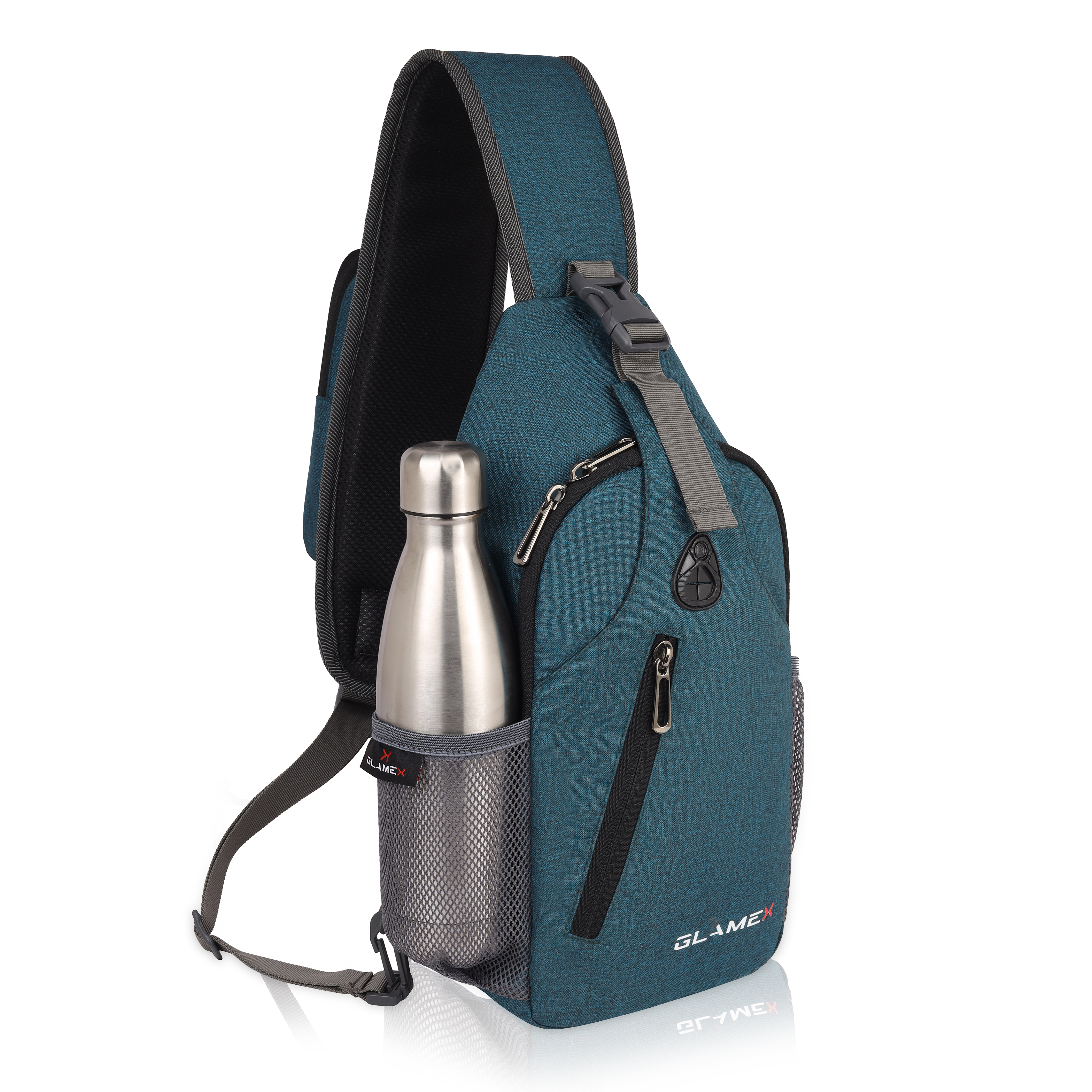 Glamex Glide 12L Unisex Crossbody Sling Bag with Phone Pocket & Water Bottle Holder,Earphone Hole Compact Design for Daily Use & Outdoor Activities