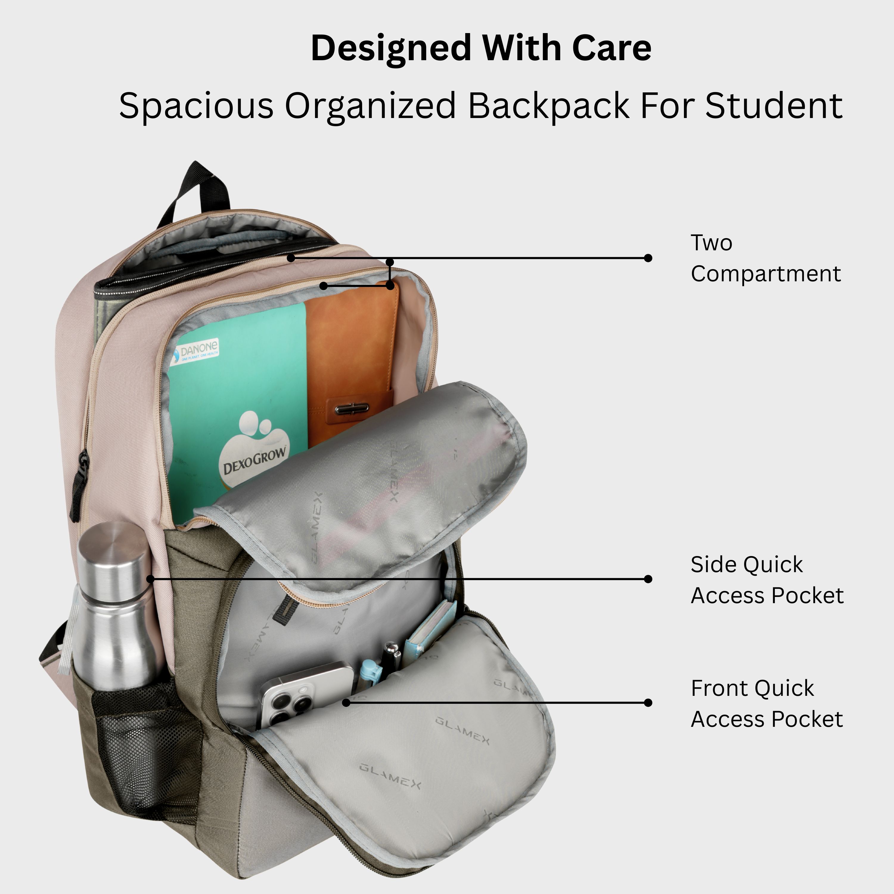 GLAMEX TravelMate Backpack Colorful and versatile backpack for everyday adventures.