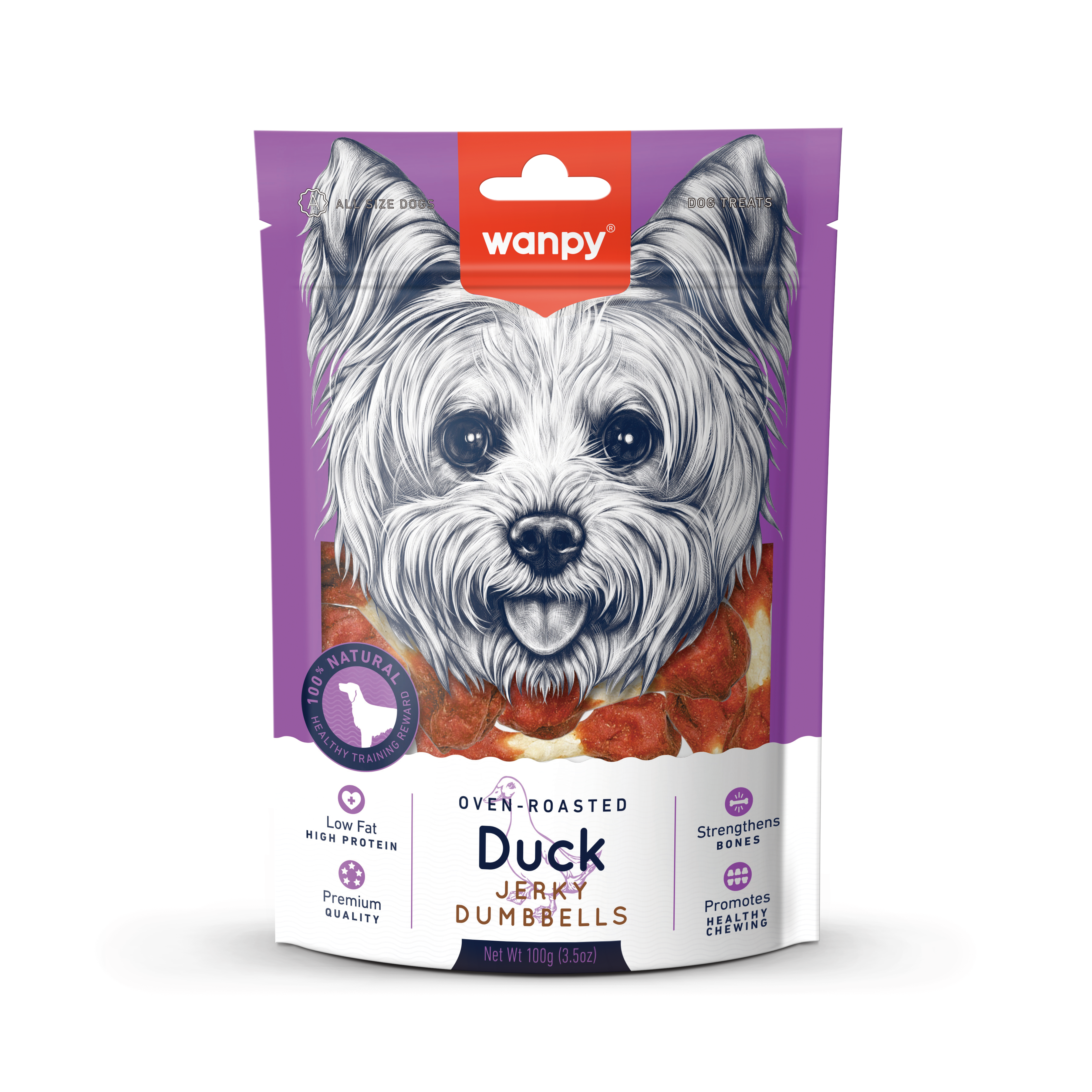 Duck jerky dumbbells