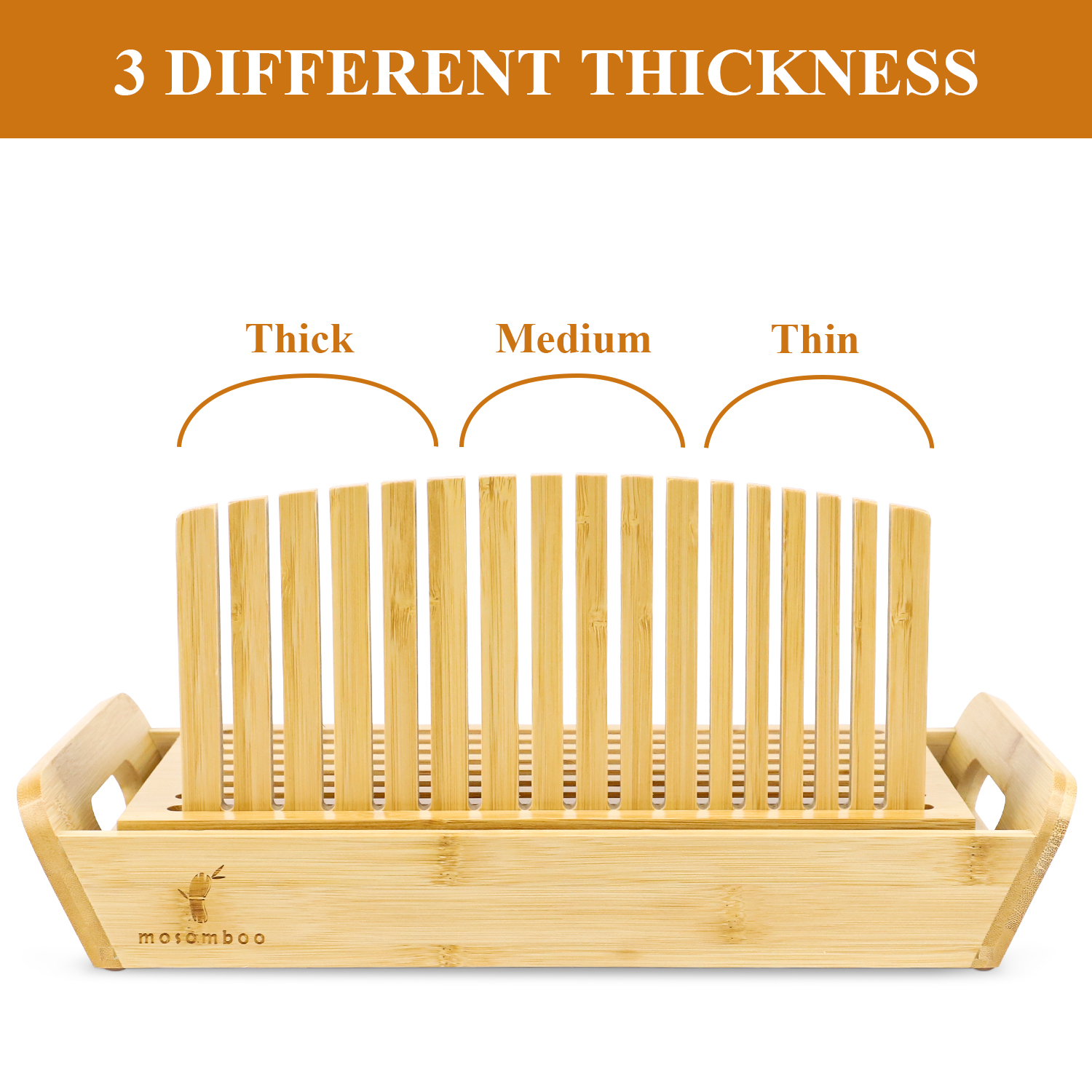 Mosomboo Bamboo Bread Slicer for Homemade Bread with Serrated Knife & Crumb Tray 