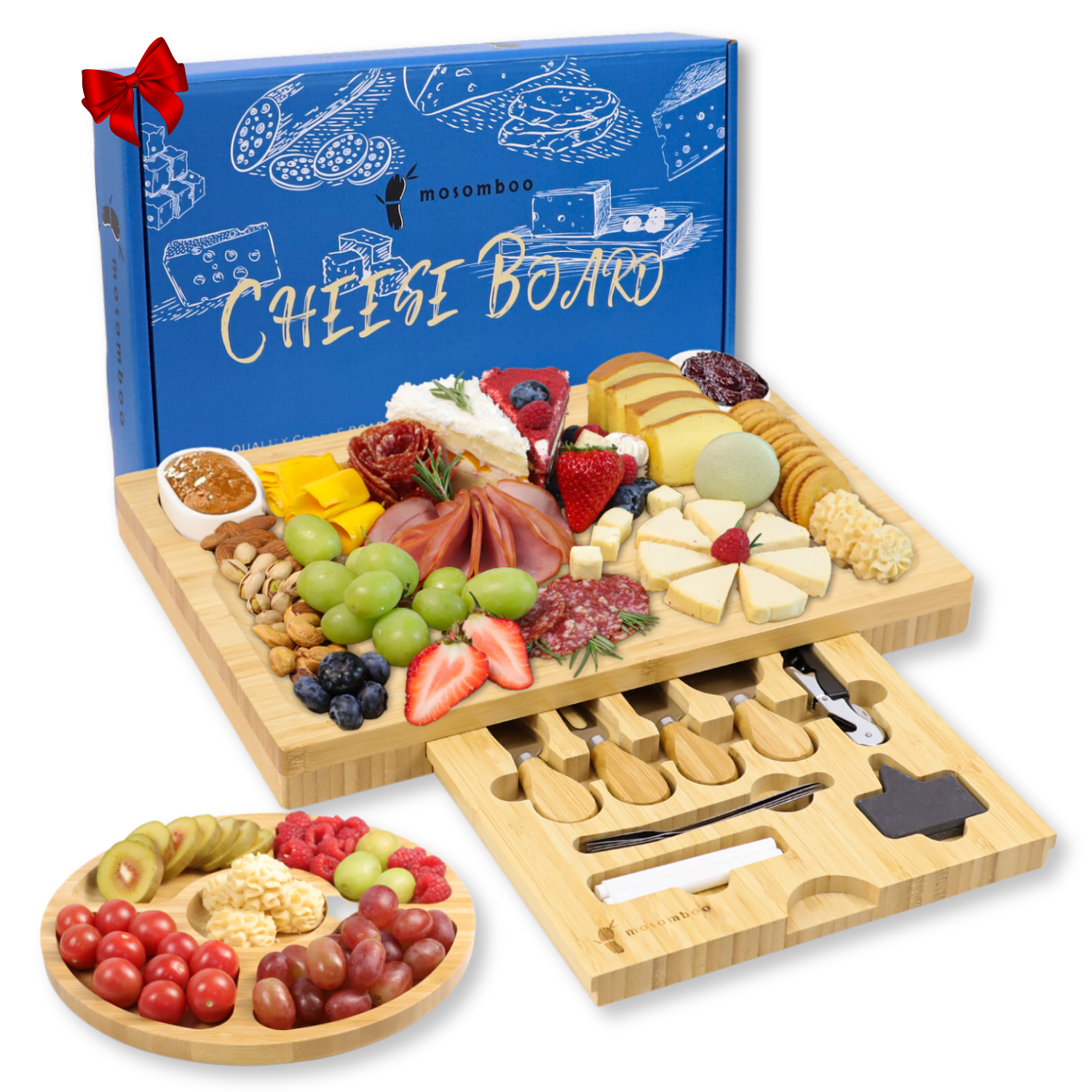 Mosomboo Charcuterie Boards Gift Set- Premium Bamboo Cheese Board Set