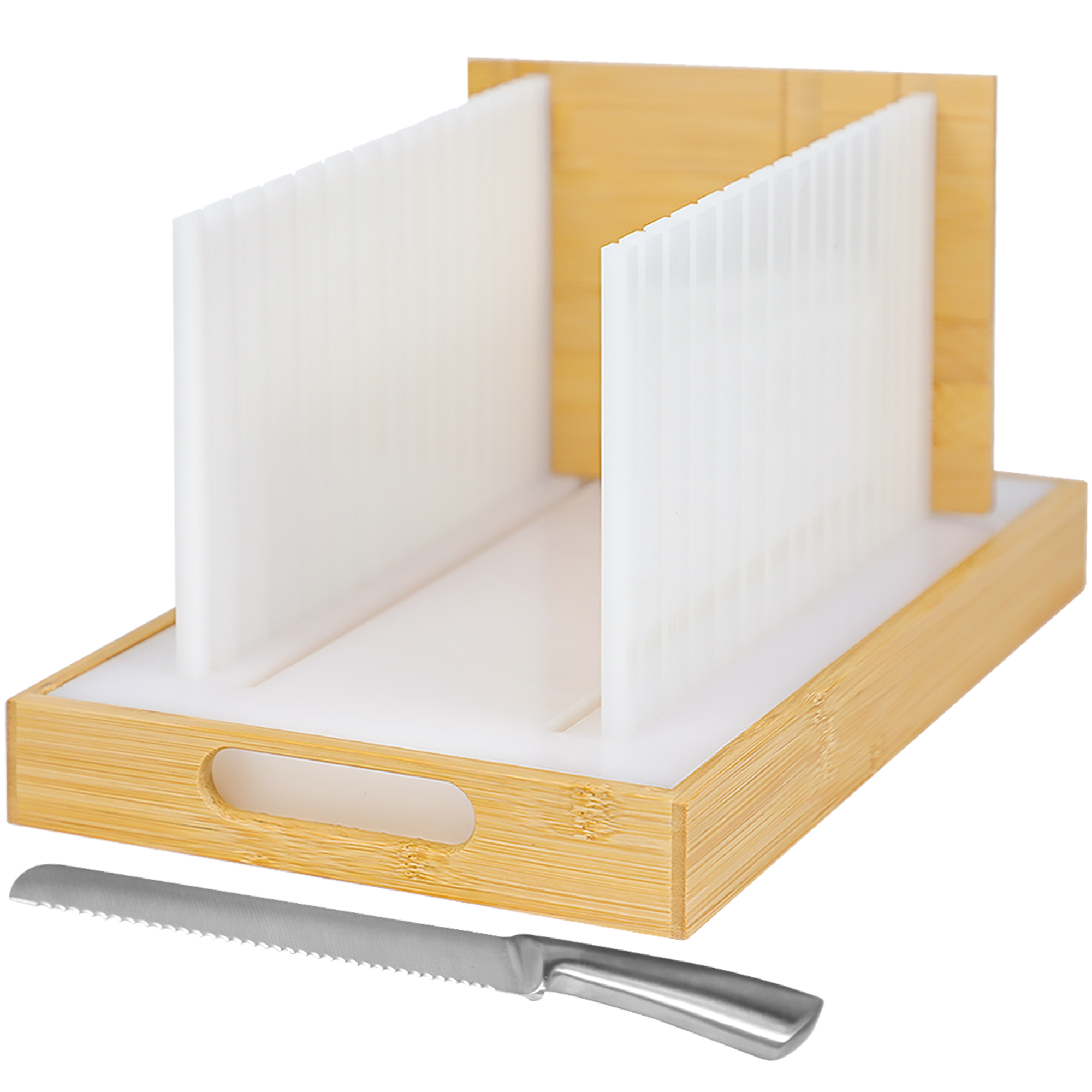 Mosomboo Bread Slicer for Homemade Bread with Serrated Knife and Crumb Tray