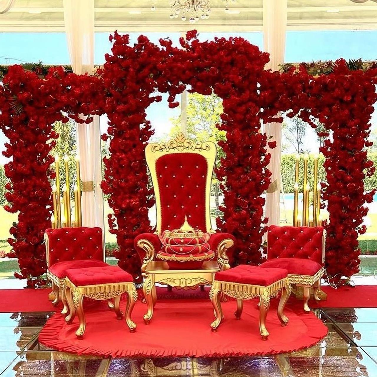 Luxurious Red and Gold Throne Set
