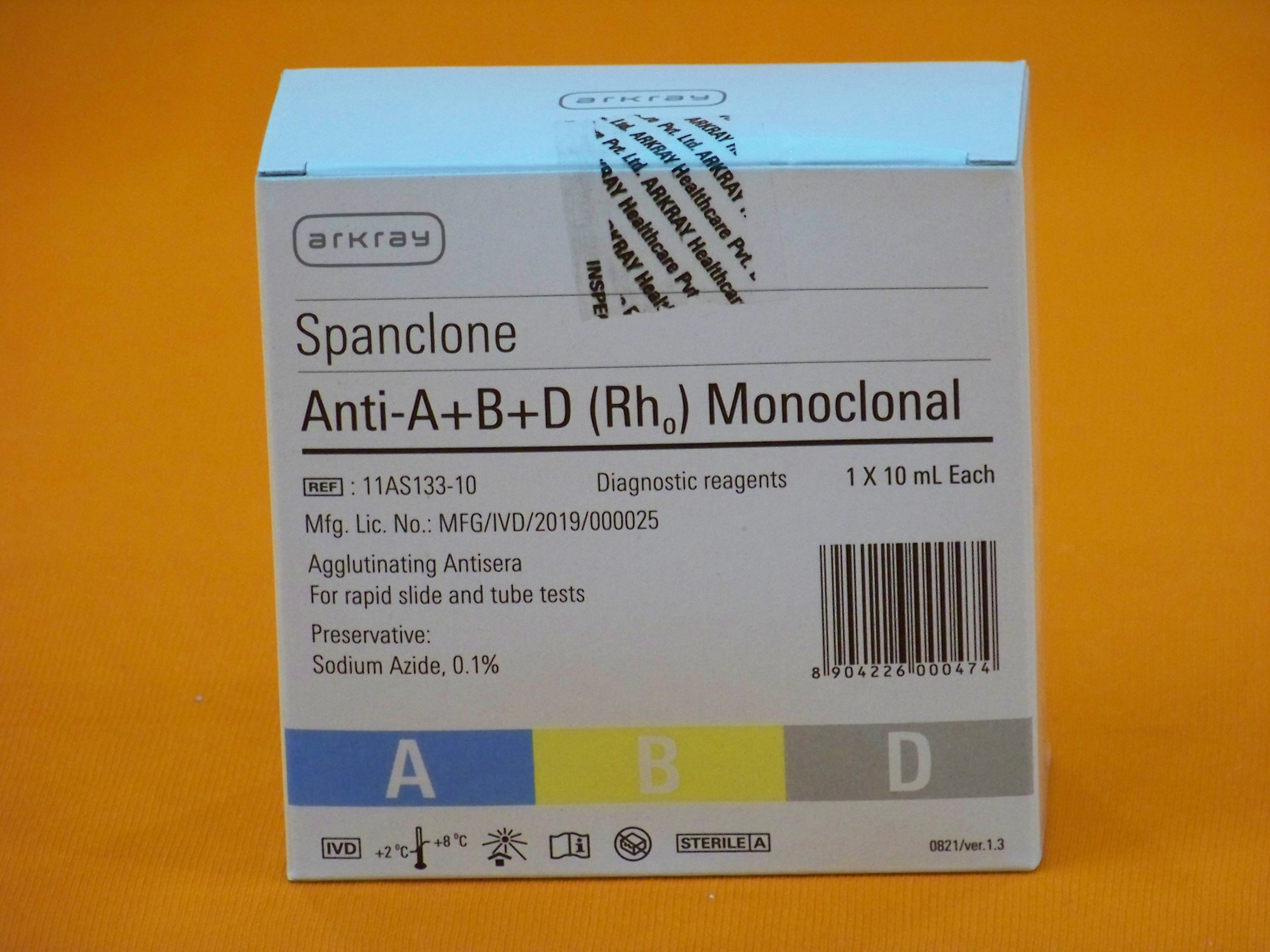 Arkray Spanclone Anti-A+B+D (Rh₀) Monoclonal 3x10ml