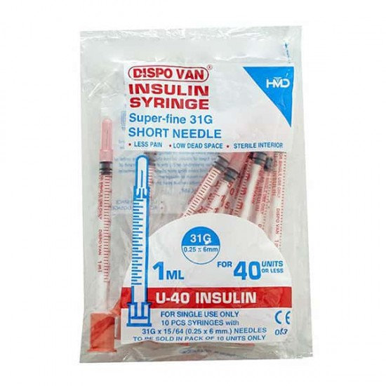 Dispovan 1ml Insulin Syringe pack of 100pcs