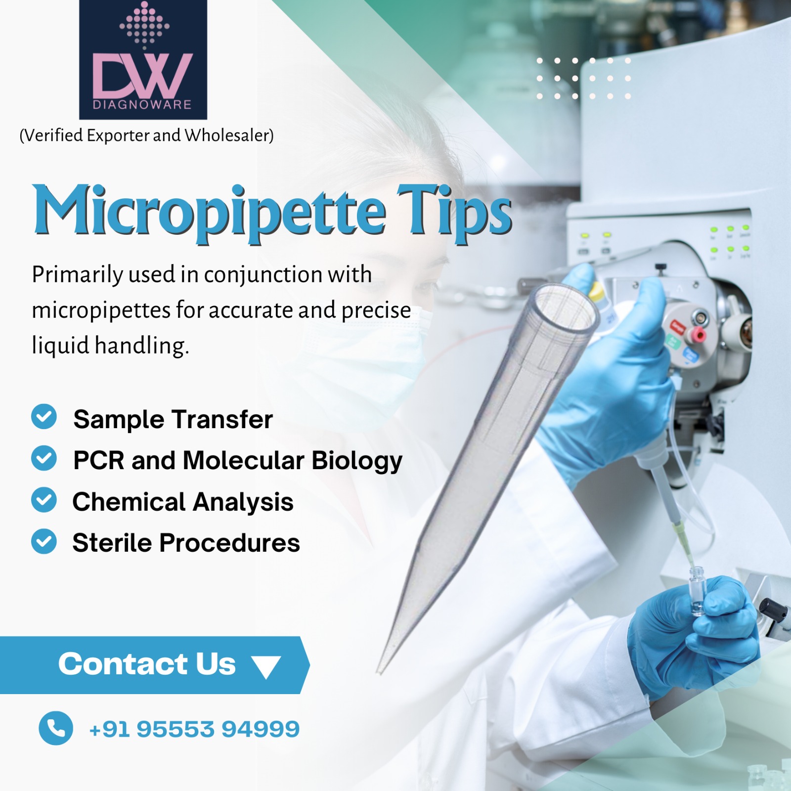 Micropipette Tips 1000ul white/transparent pack of 500 tips