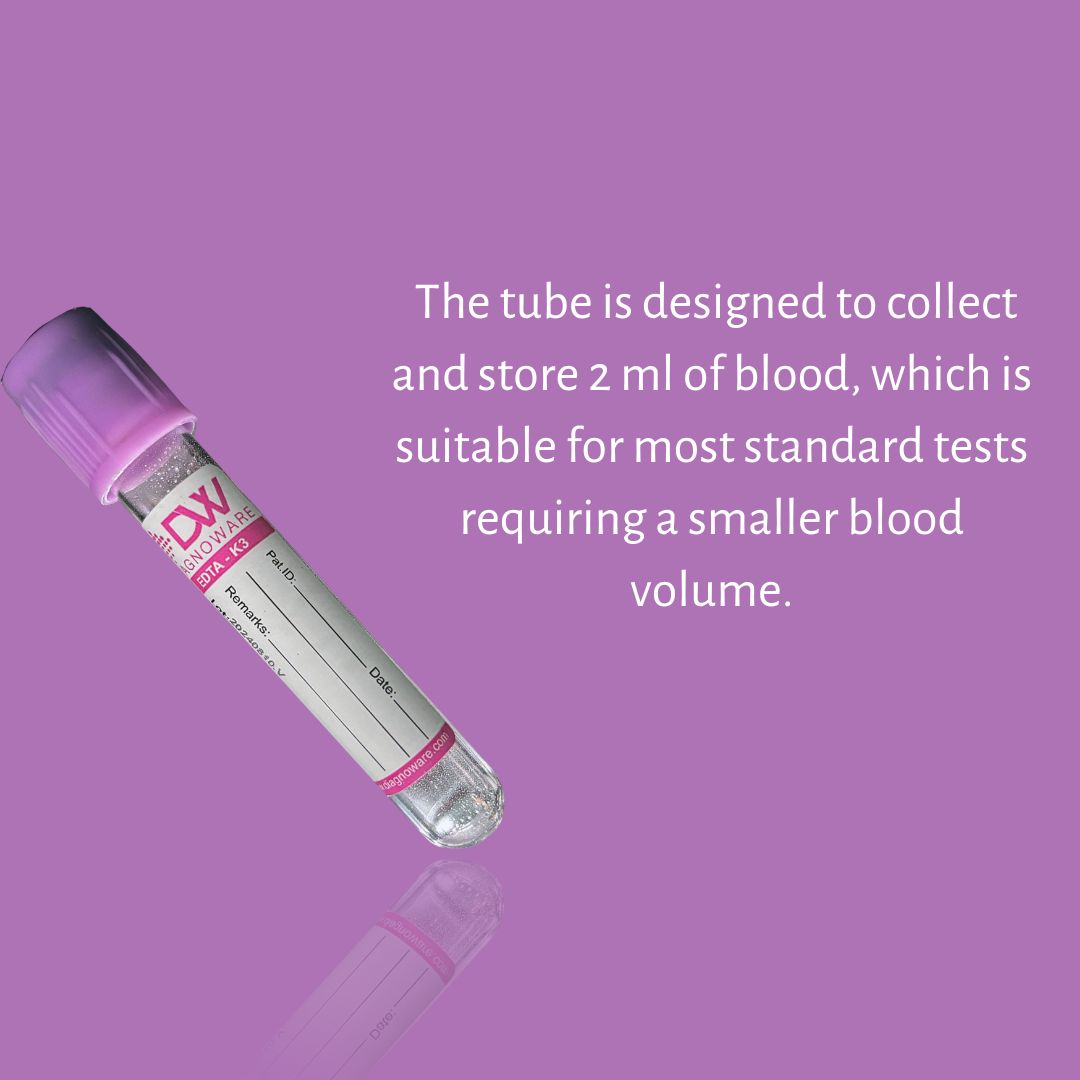 EDTA non Vacuum 2ml Blood Collection Tube pack of 100pcs