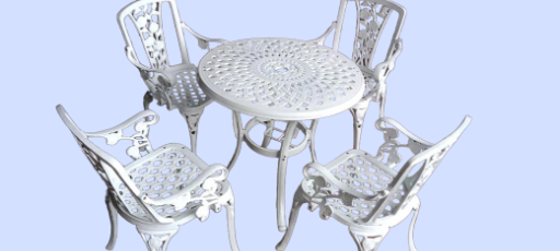 aluminium cast table and set