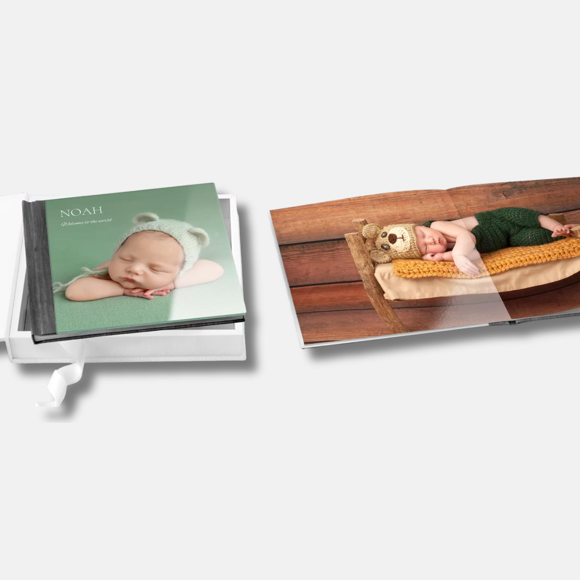 Delux fotolbumas akrilas + pilkas medžio raštas, 21x21 formatas