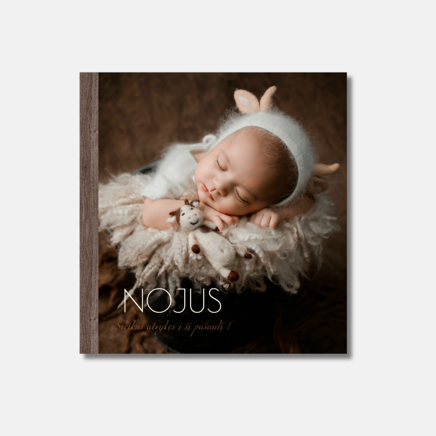 Delux fotolbumas akrilas + rusvas medžio raštas, 21x21 formatas