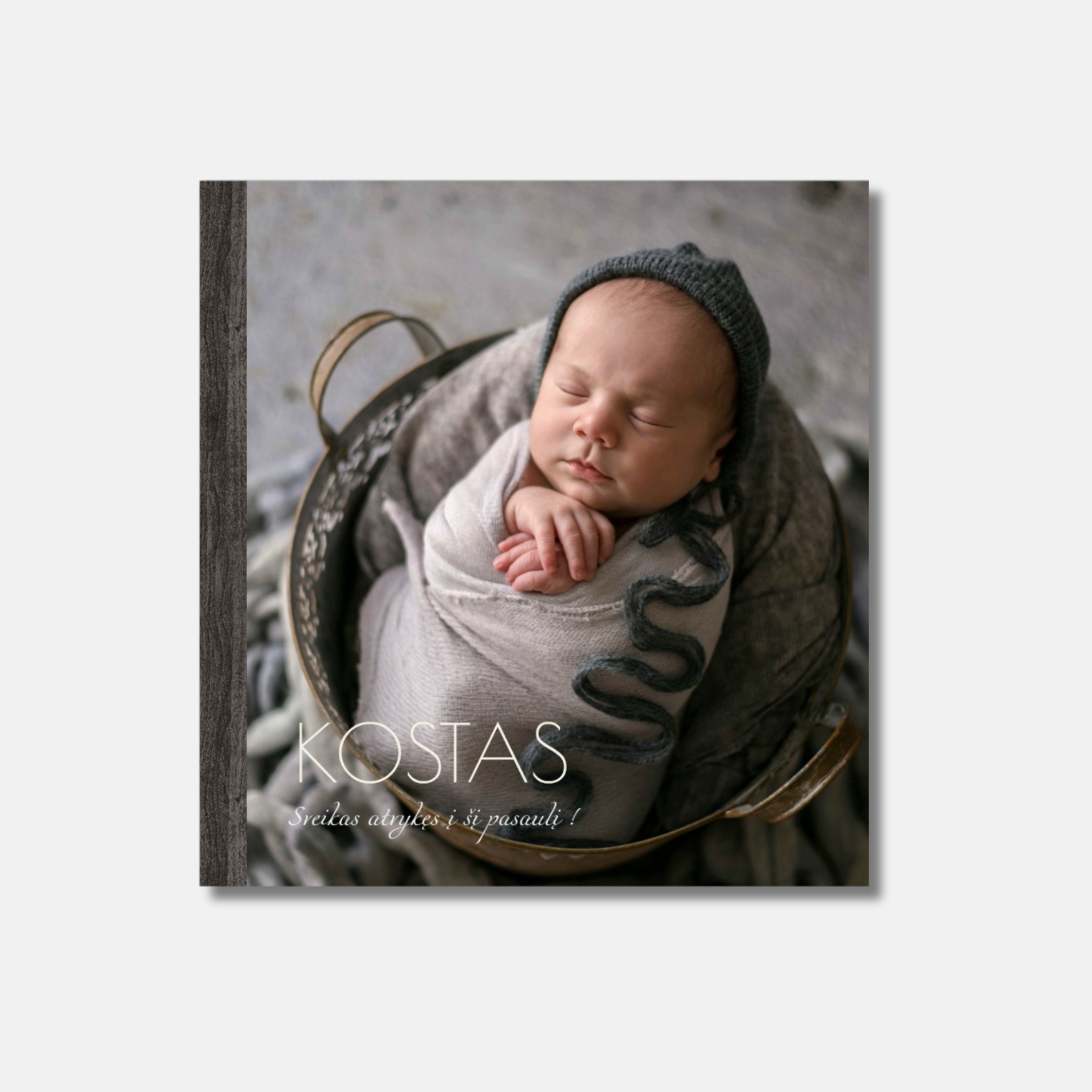 Delux fotolbumas akrilas + pilkas medžio raštas, 21x21 formatas