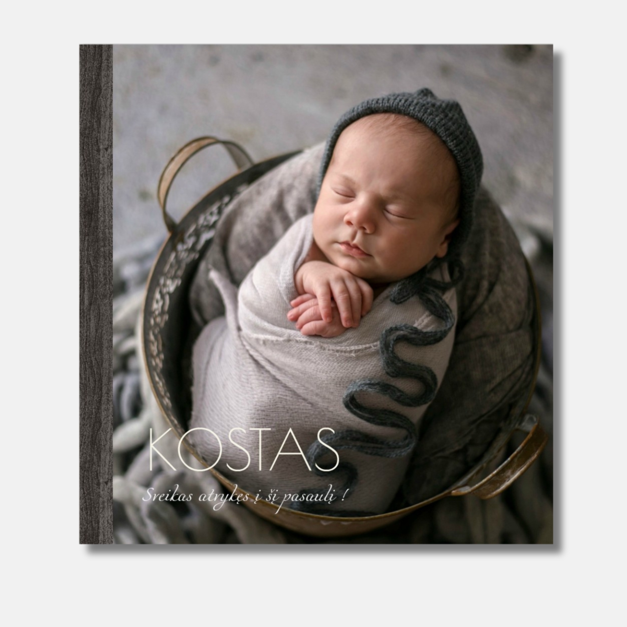 Delux fotolbumas akrilas+pilkas medžio raštas, 30x30 formatas