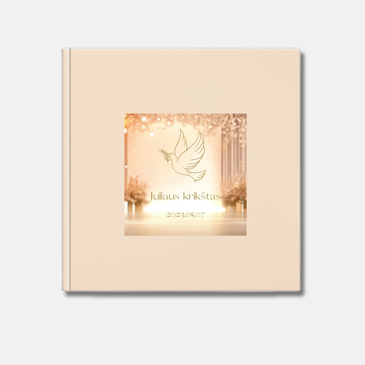 Kreminė palinkėjimų knyga 20x20 (dirbtinė oda)