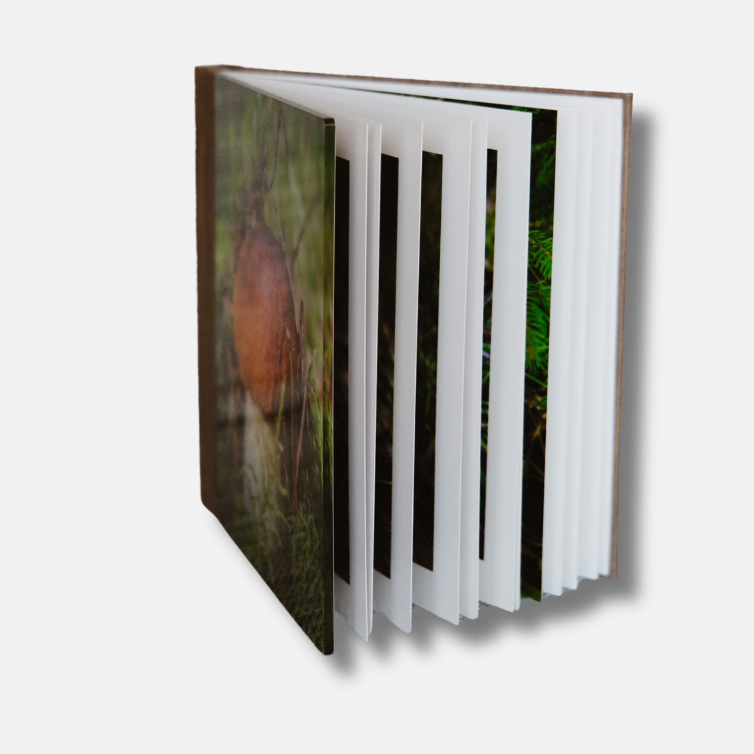 Delux fotolbumas akrilas + rusvas medžio raštas, 21x21 formatas