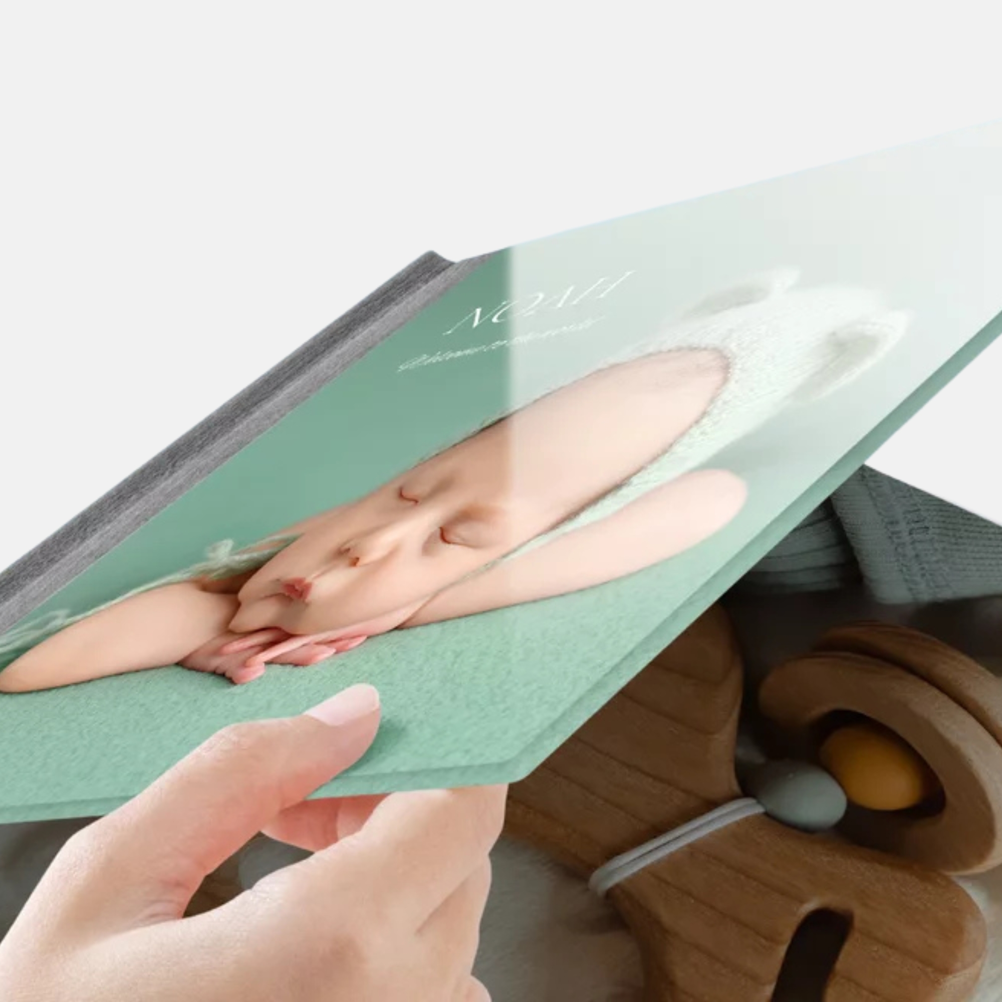 Delux fotolbumas akrilas + pilkas medžio raštas, 21x21 formatas