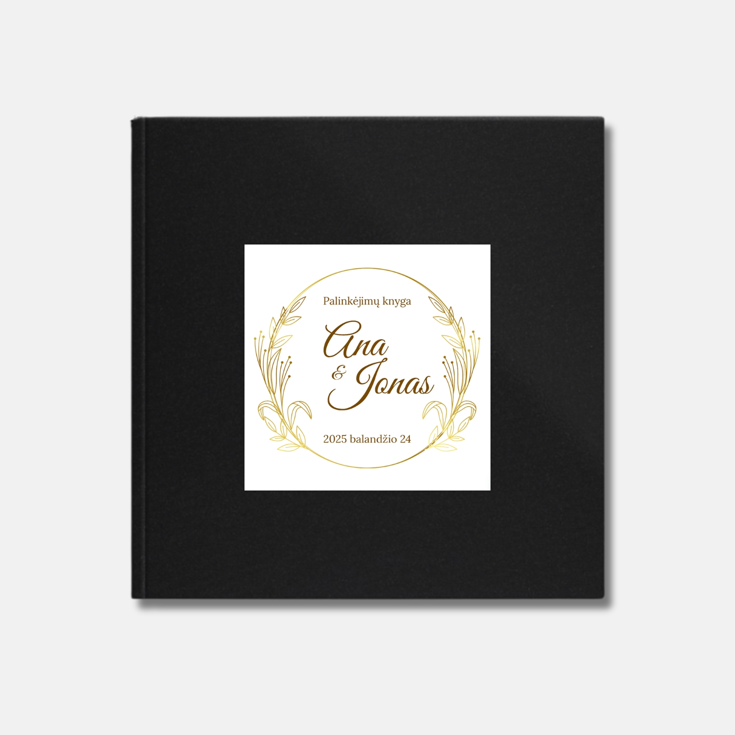 Juoda palinkėjimų knyga 20x20 (medžiaga)