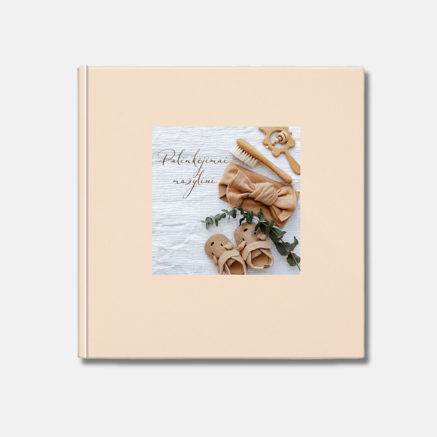 Kreminė palinkėjimų knyga 20x20 (dirbtinė oda)