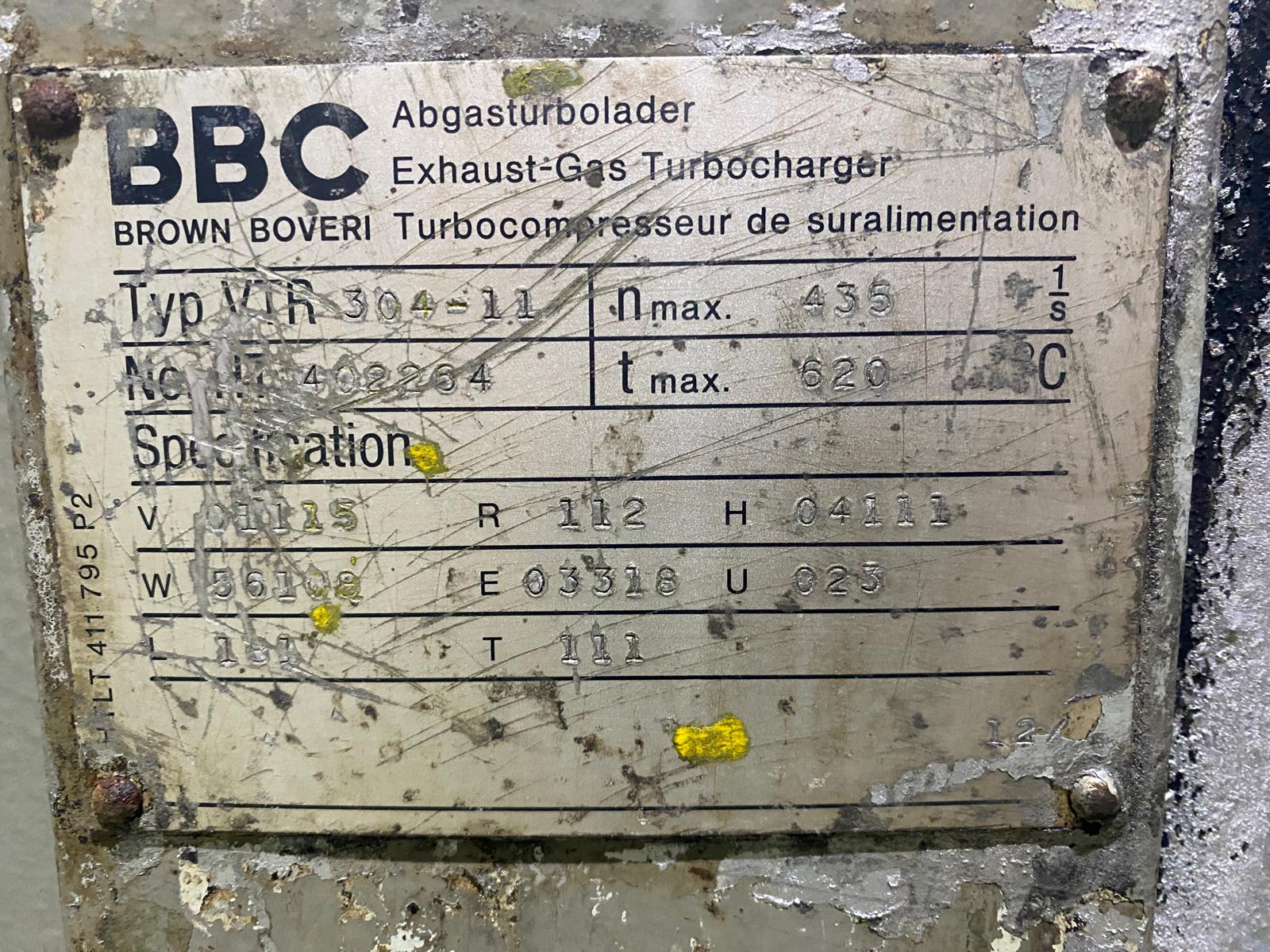 Turbocharger BBC VTR 304-11 (RUNNING CONDITIONS)