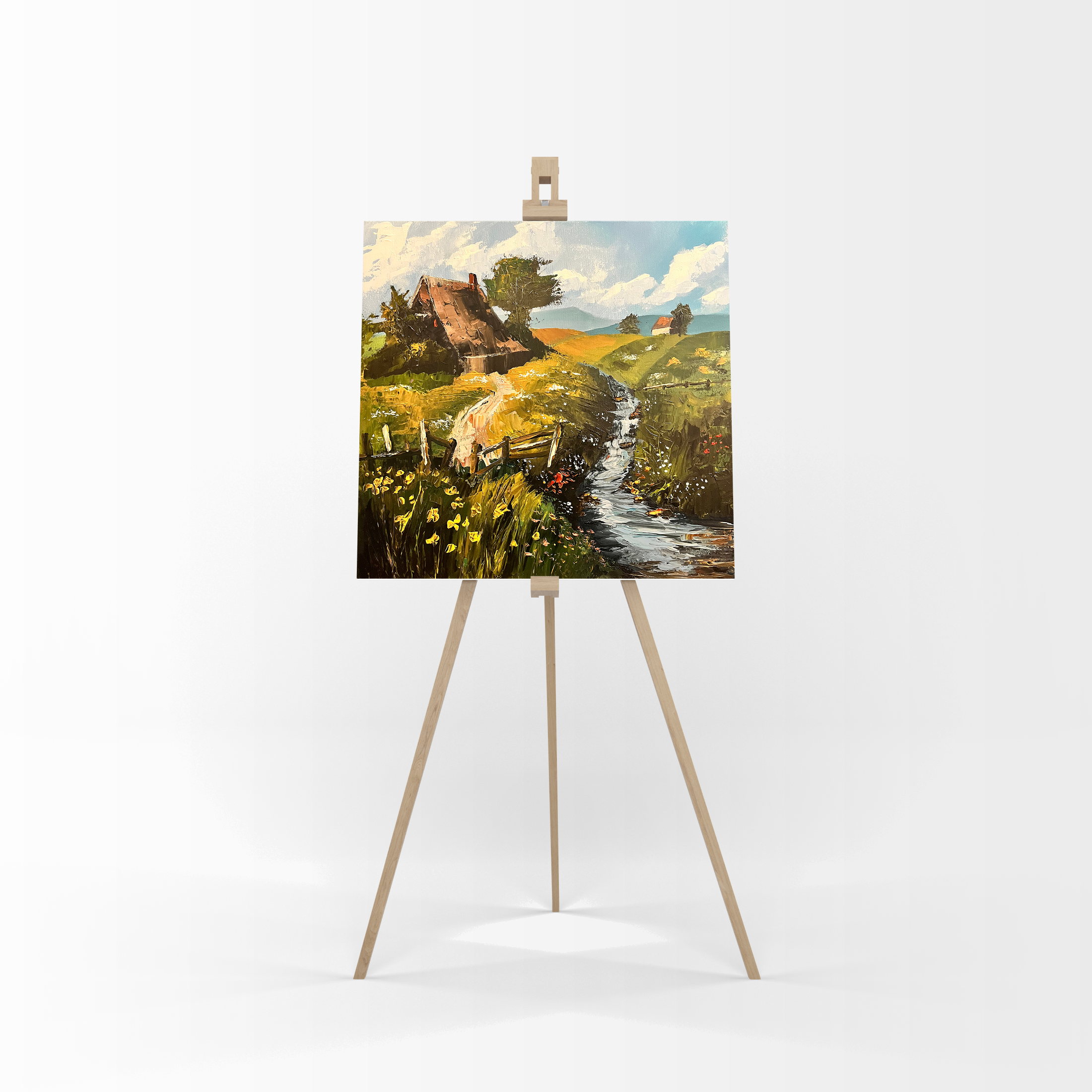 Pejzaż - Polska Wieś - 50 x 50 cm Ekspresjonizm | Mateusz Wójcicki