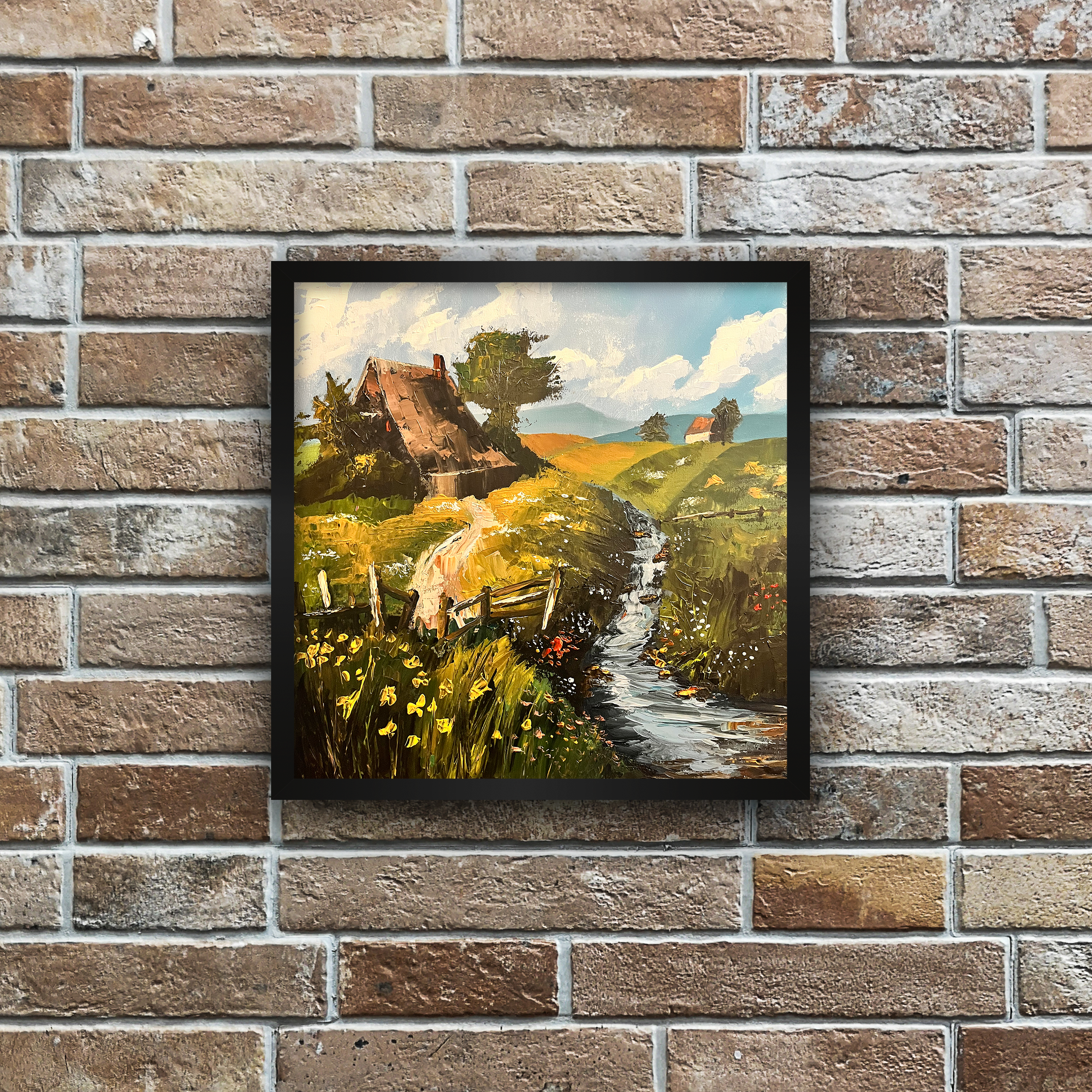 Pejzaż - Polska Wieś - 50 x 50 cm Ekspresjonizm | Mateusz Wójcicki