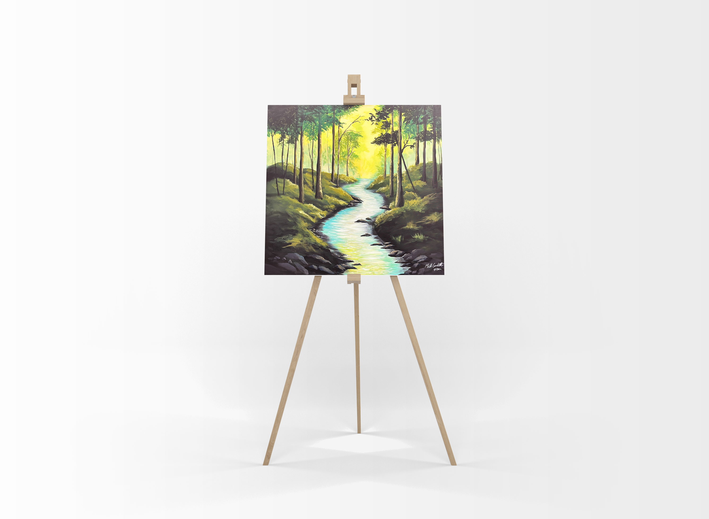 Rzeka w Lesie | 80x80 cm akryl | Mateusz Wójcicki