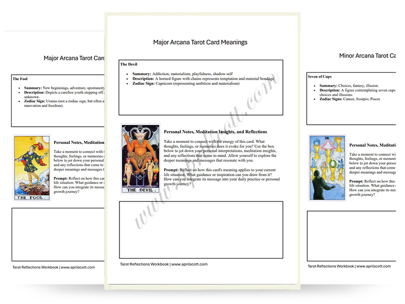 APRIL SCOTT'S TAROT REFLECTIONS WORKBOOK