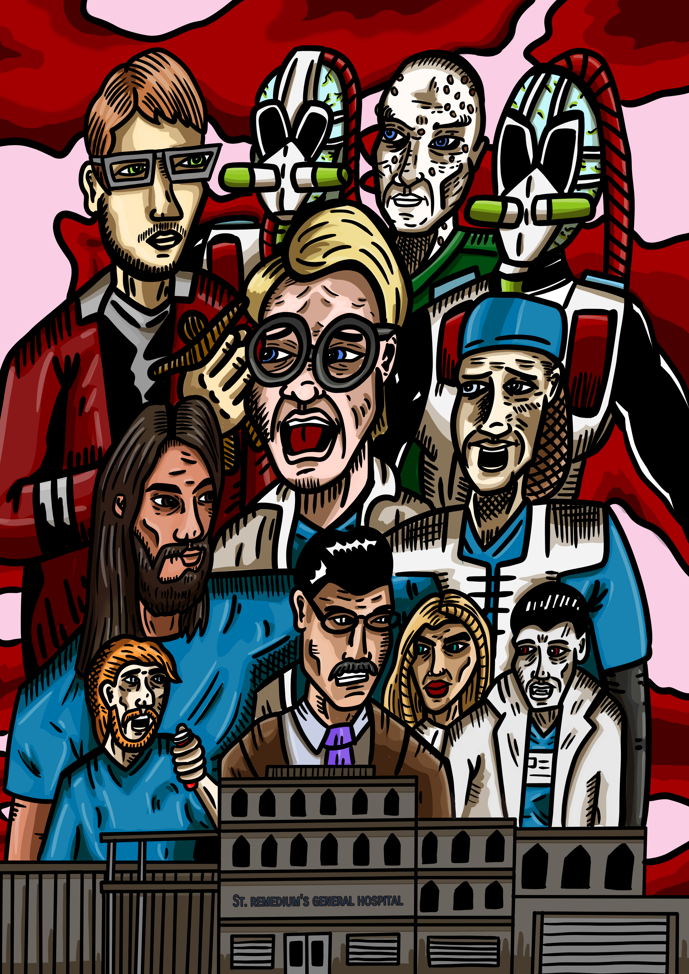 Heroes of Hell Hospital - A4 art print 