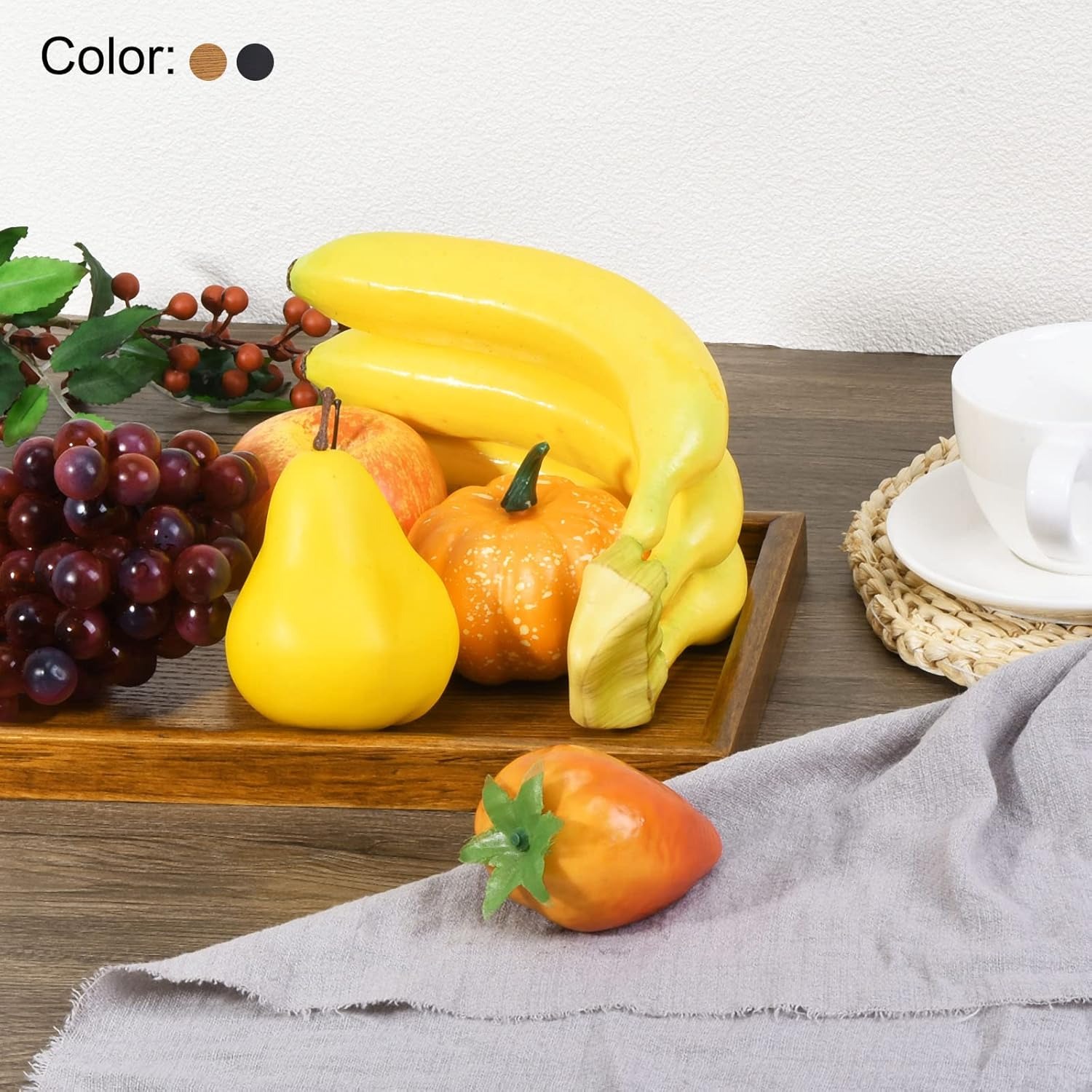 Wood Serving Tray Square Decorative Platter for Home Decor Kitchen Table Candle Holder, Black