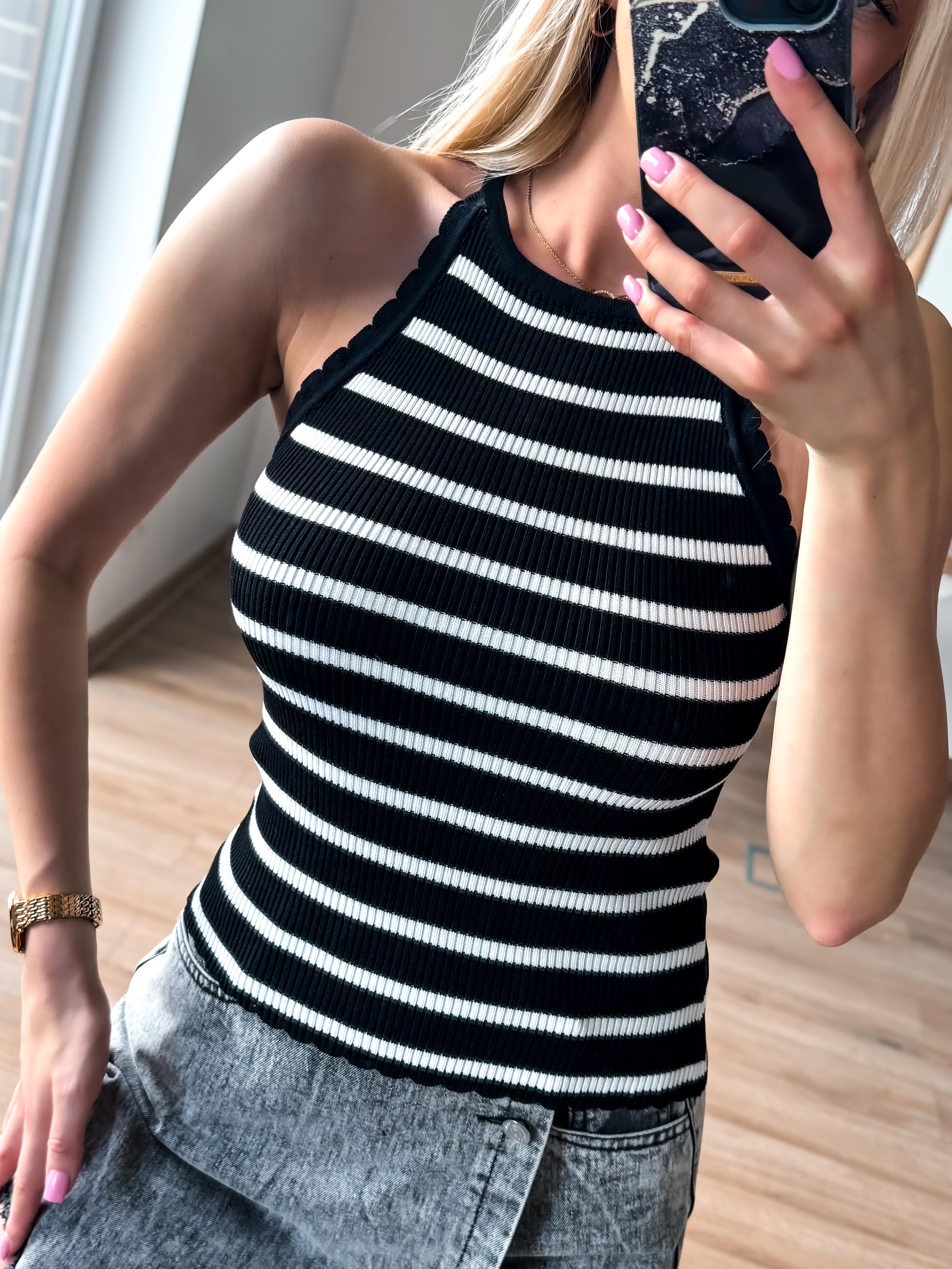 Dryžuota palaidinė juoda/balta