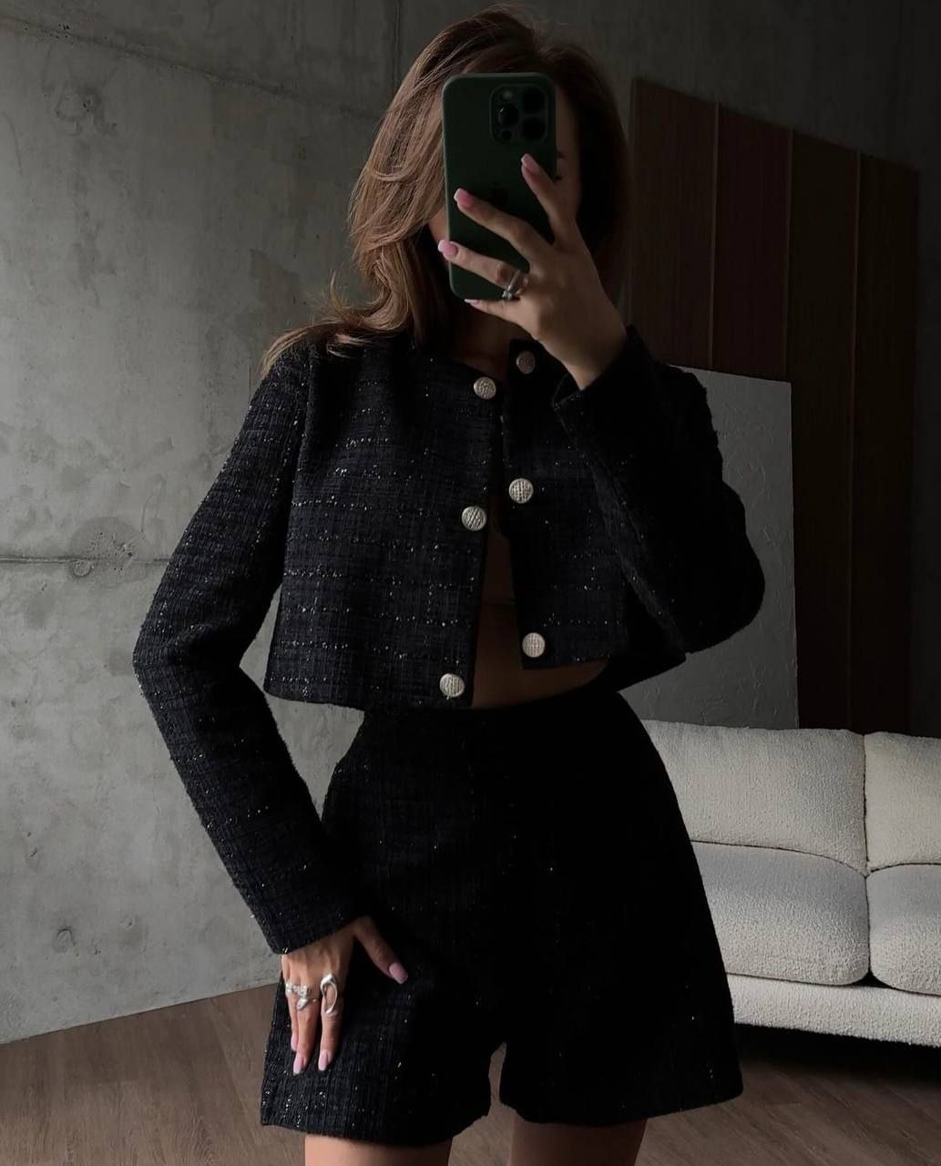 Dviejų dalių kostiumėlis su blizgučiu