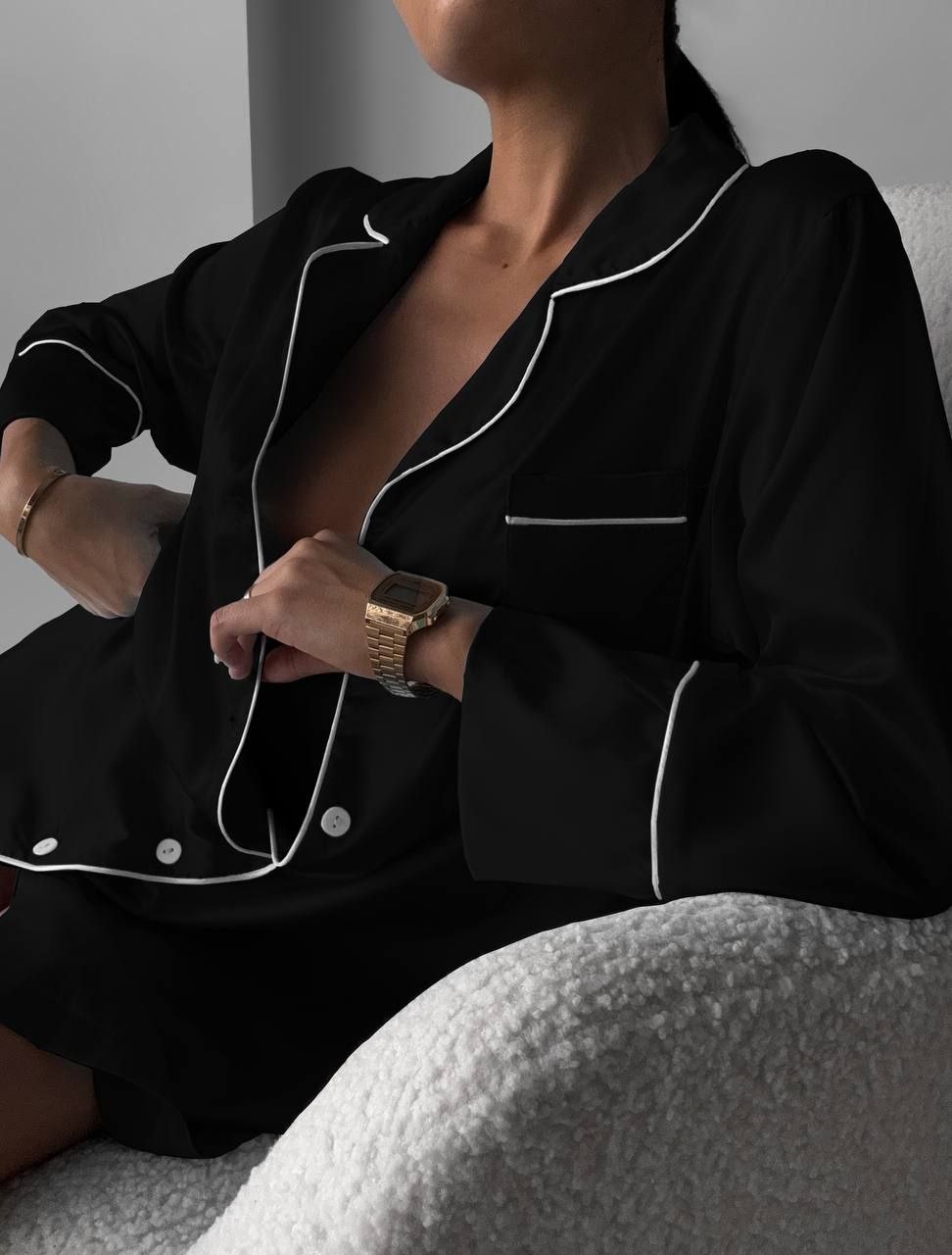 Juodi Armani šilko naktiniai