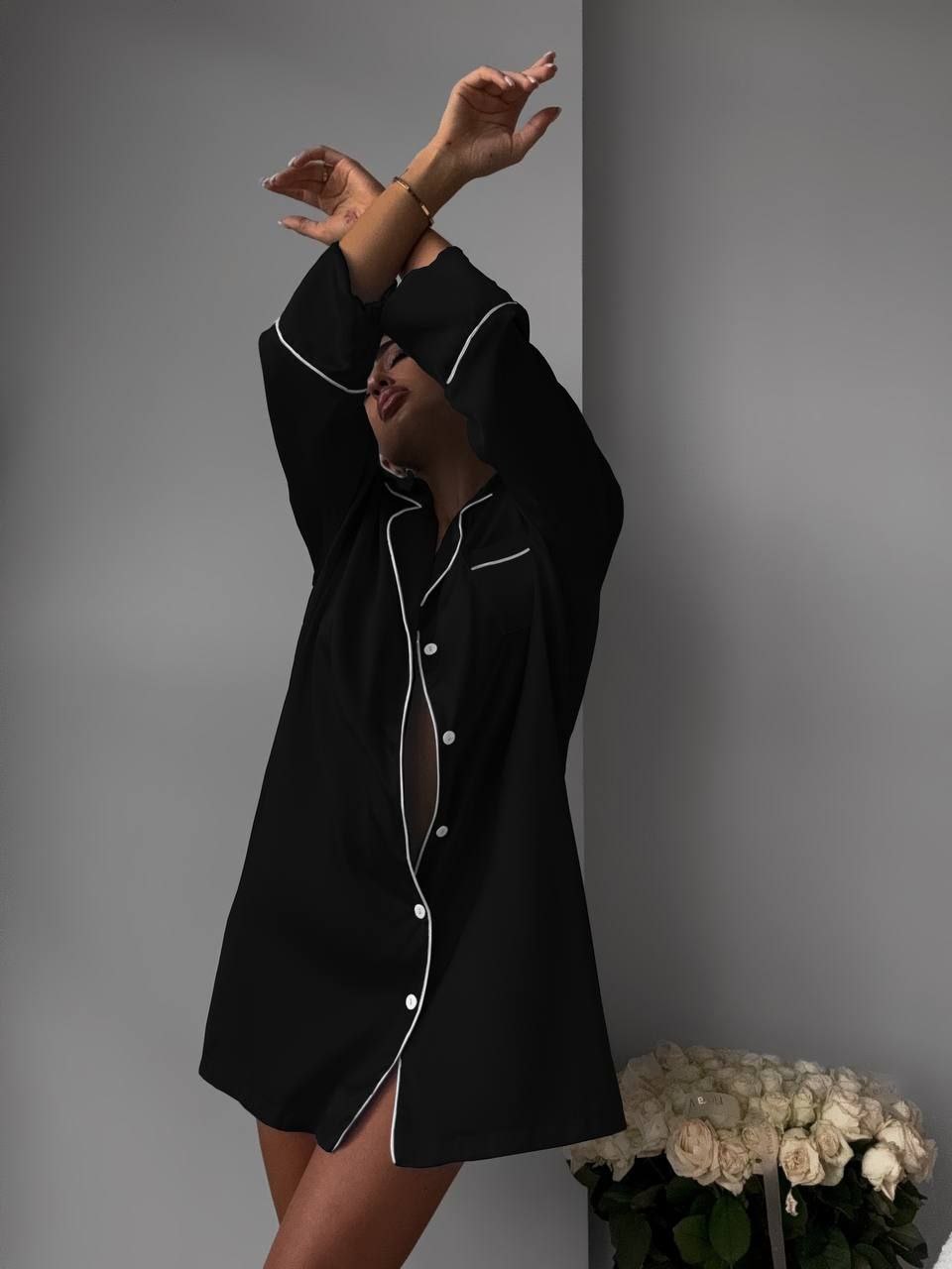 Juodi Armani šilko naktiniai