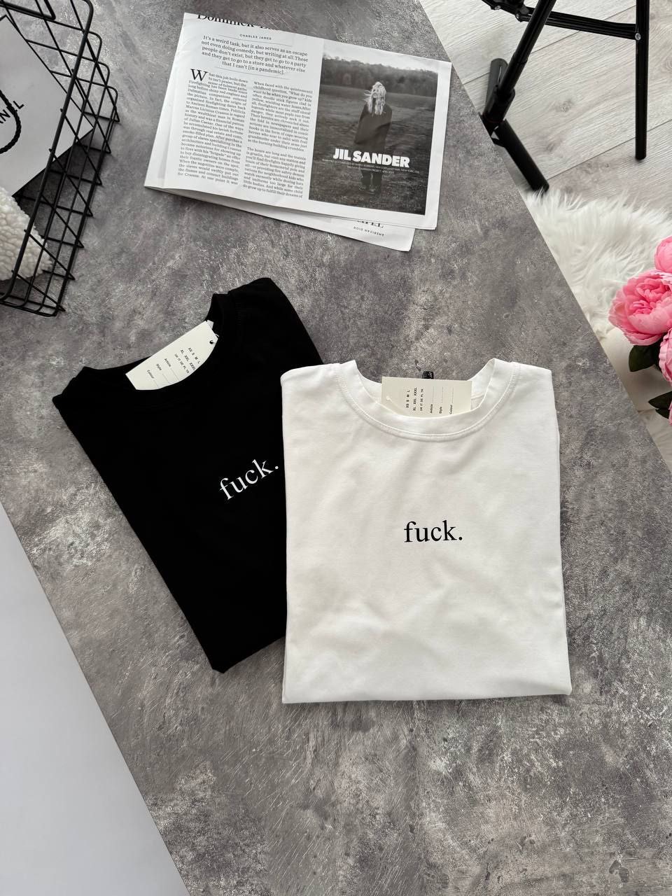 Balti marškinėliai "Fu*k"