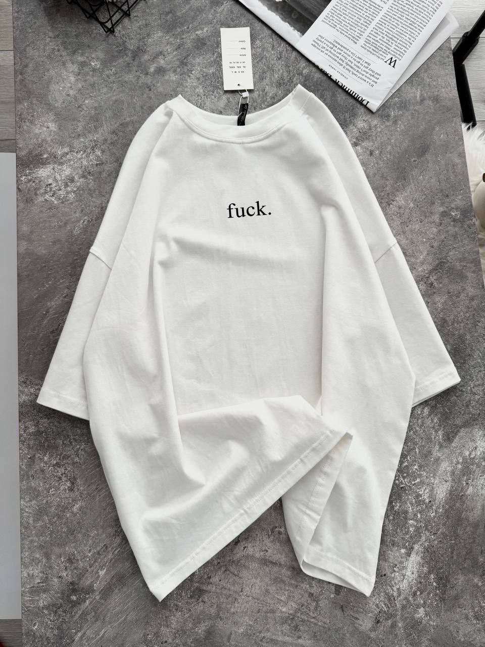 Balti marškinėliai "Fu*k"