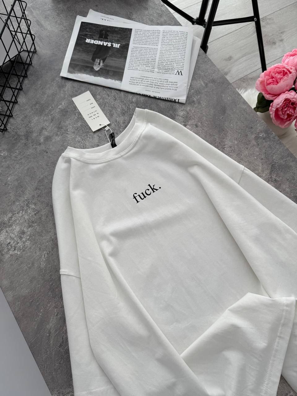 Balti marškinėliai "Fu*k"