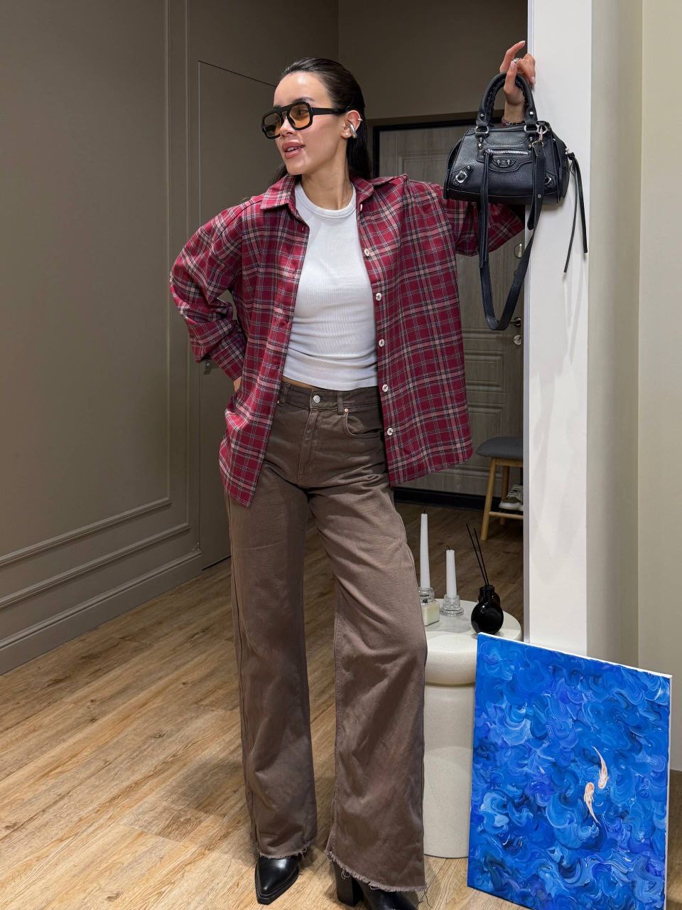 Languoti flaneliniai marškiniai