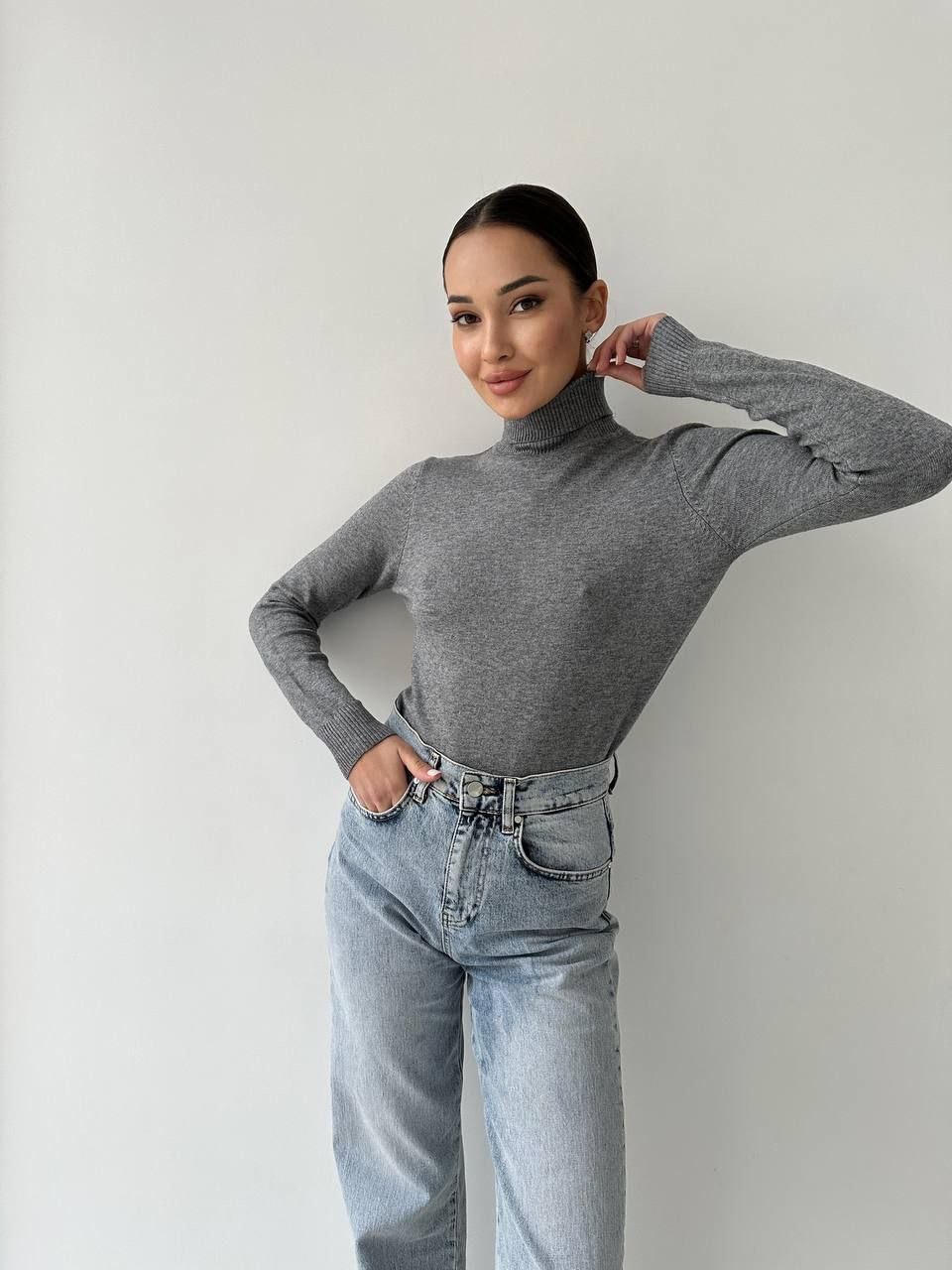 Megztinis aukštu kaklu su kašmyru