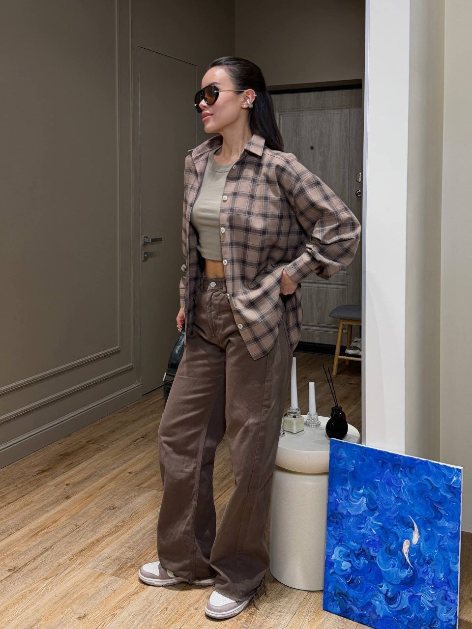 Languoti flaneliniai marškiniai