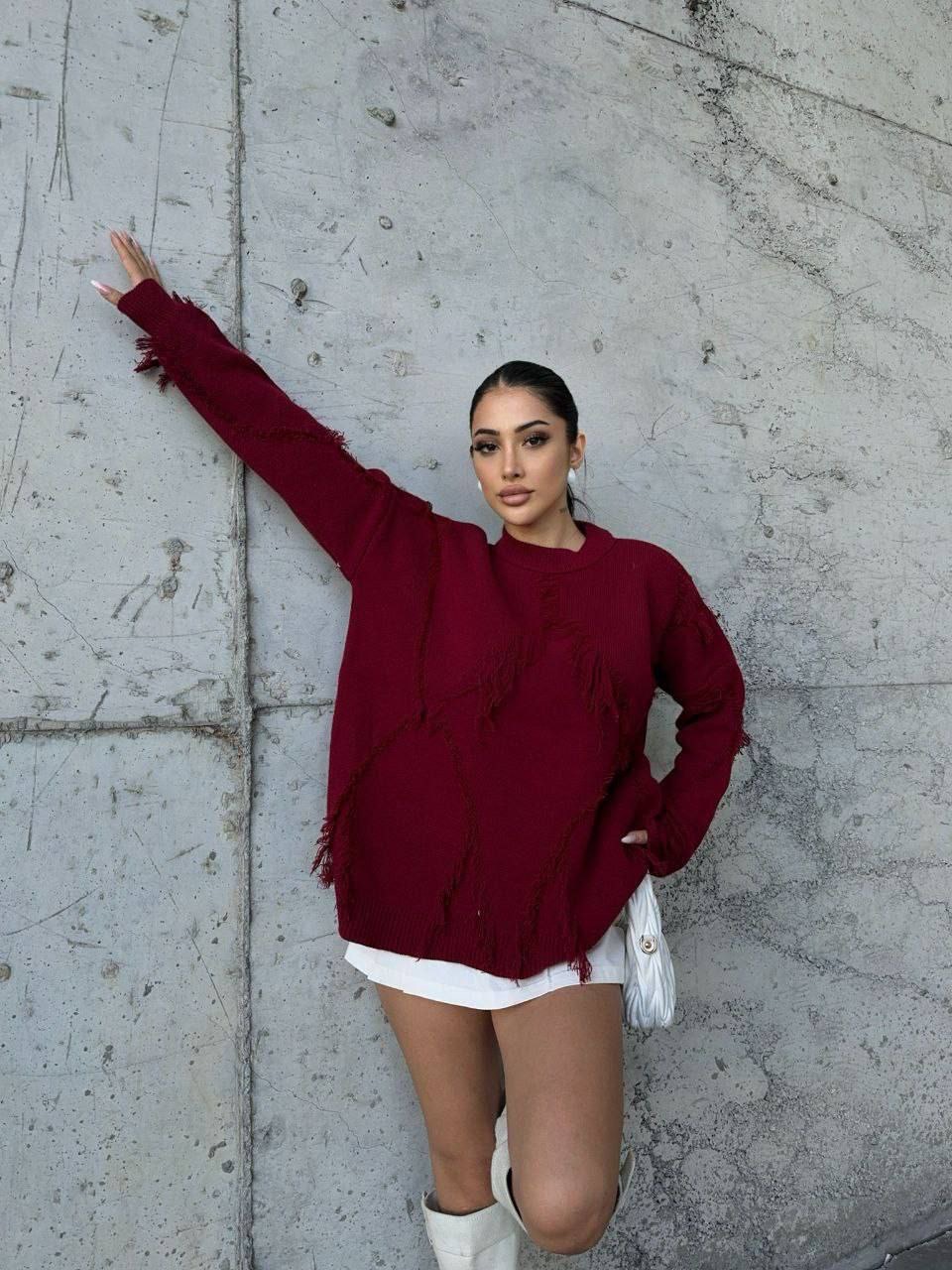 Oversize stiliaus megztinis su vilna