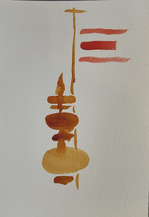 Finial and flag at BAPS Shri Swaminarayan Mandir, Stafford, Texas II