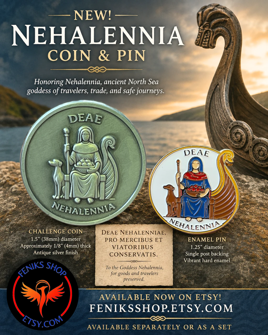 Nehalennia challenge coin and pin