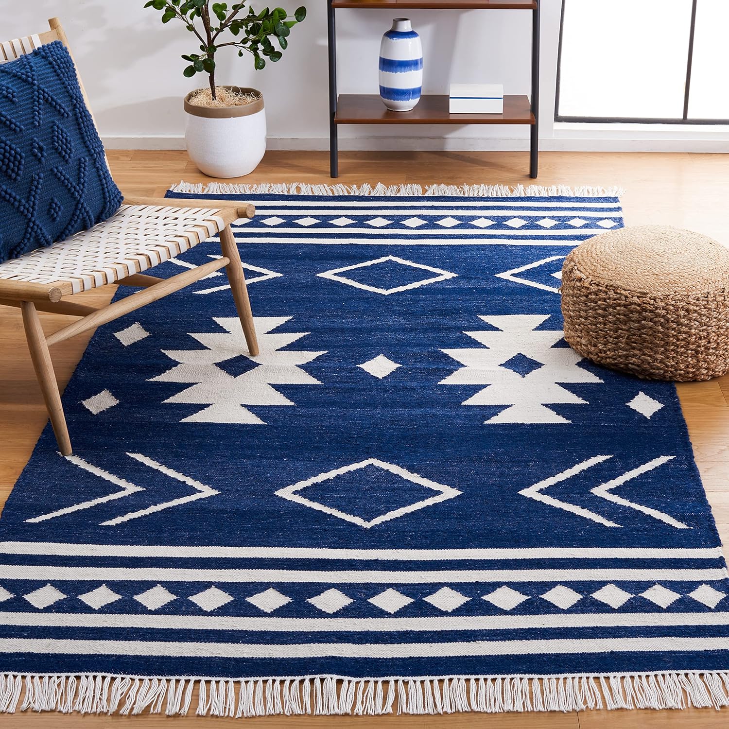 Navy Haven Kilim - Rustic Handmade Elegance