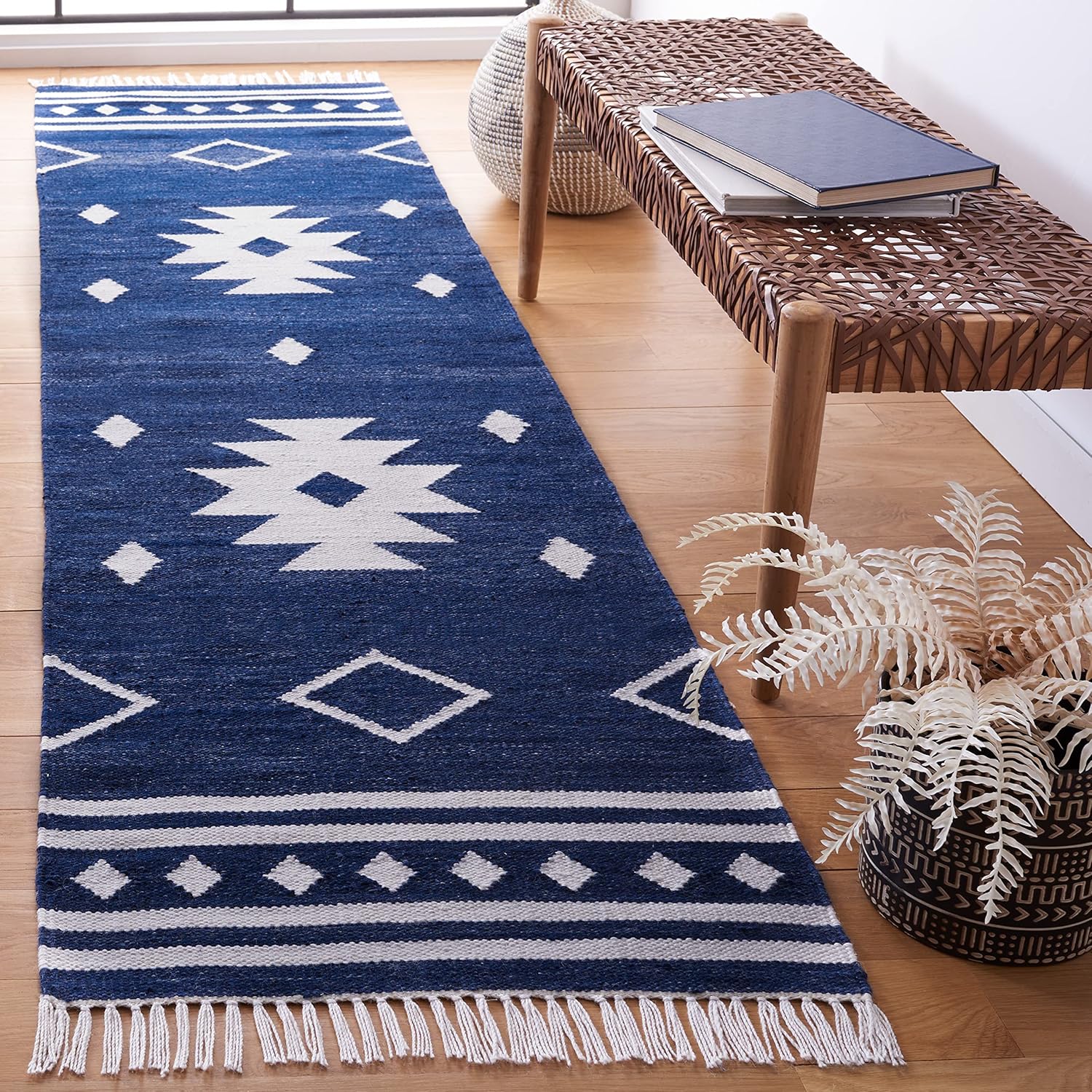 Navy Haven Kilim - Rustic Handmade Elegance