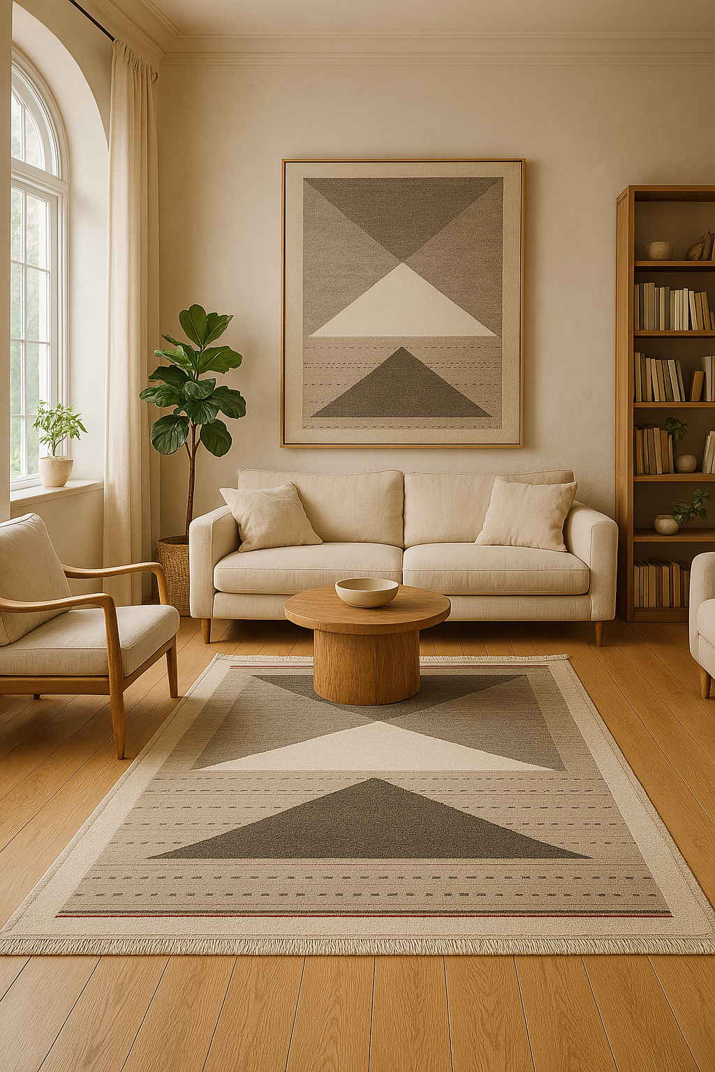 Egyptian Wool Kilim with Geometric Patterns